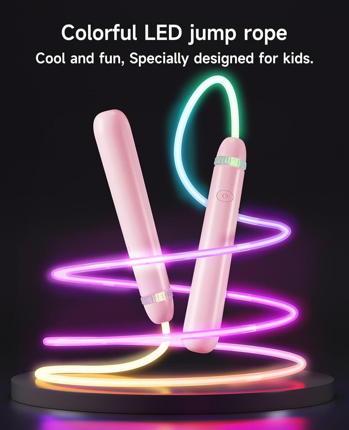 Adjustable LED Light Up Jump Rope for Kids and Adults - Colorful Glowing Skipping Rope for Fitness and Workouts