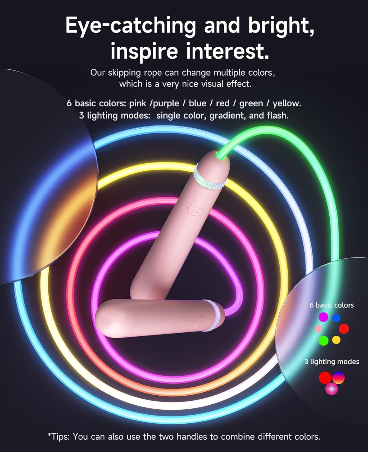 Adjustable LED Light Up Jump Rope for Kids and Adults - Colorful Glowing Skipping Rope for Fitness and Workouts