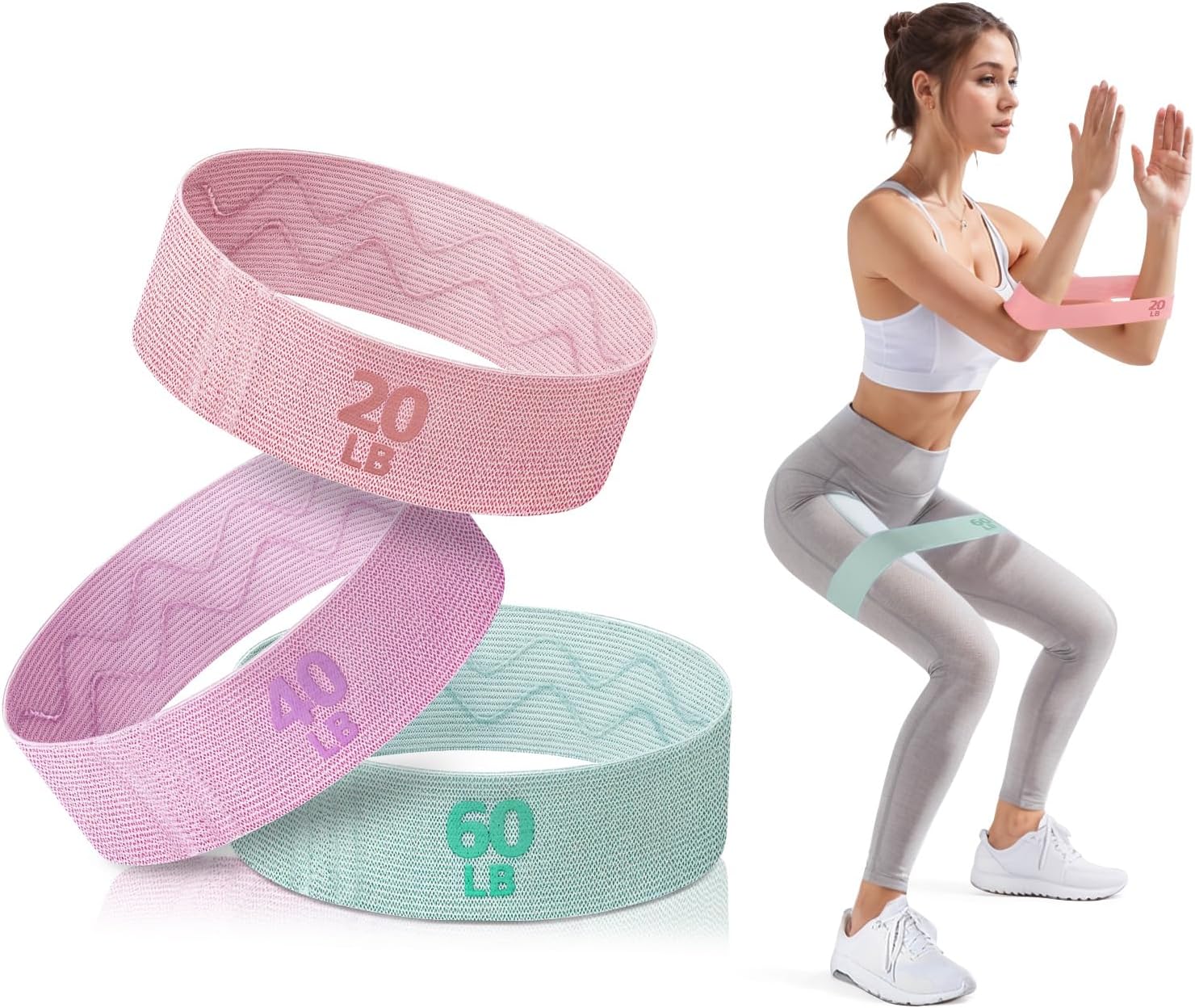 Adjustable Resistance Bands Set for Versatile Leg, Butt, Yoga & Fitness Training - Includes 3 Booty Bands