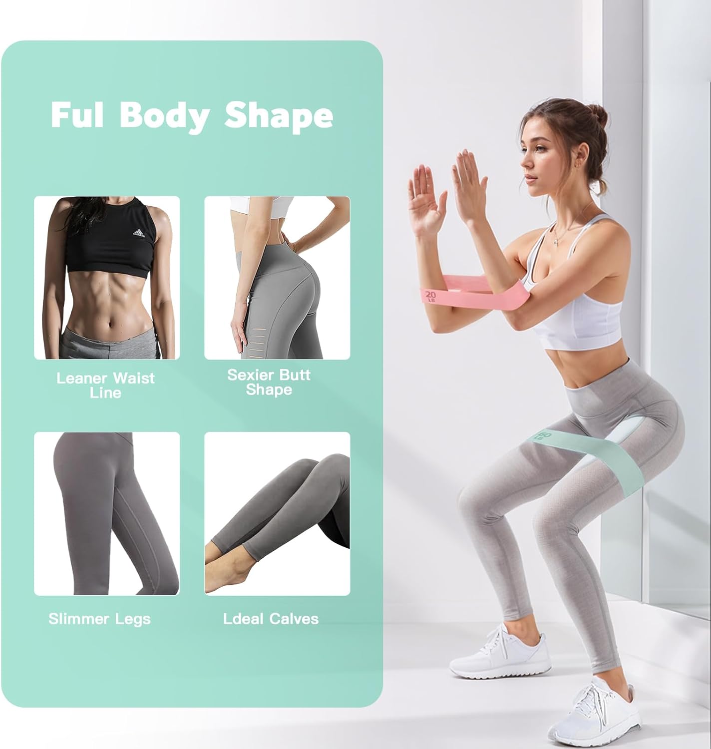 Adjustable Resistance Bands Set for Versatile Leg, Butt, Yoga & Fitness Training - Includes 3 Booty Bands