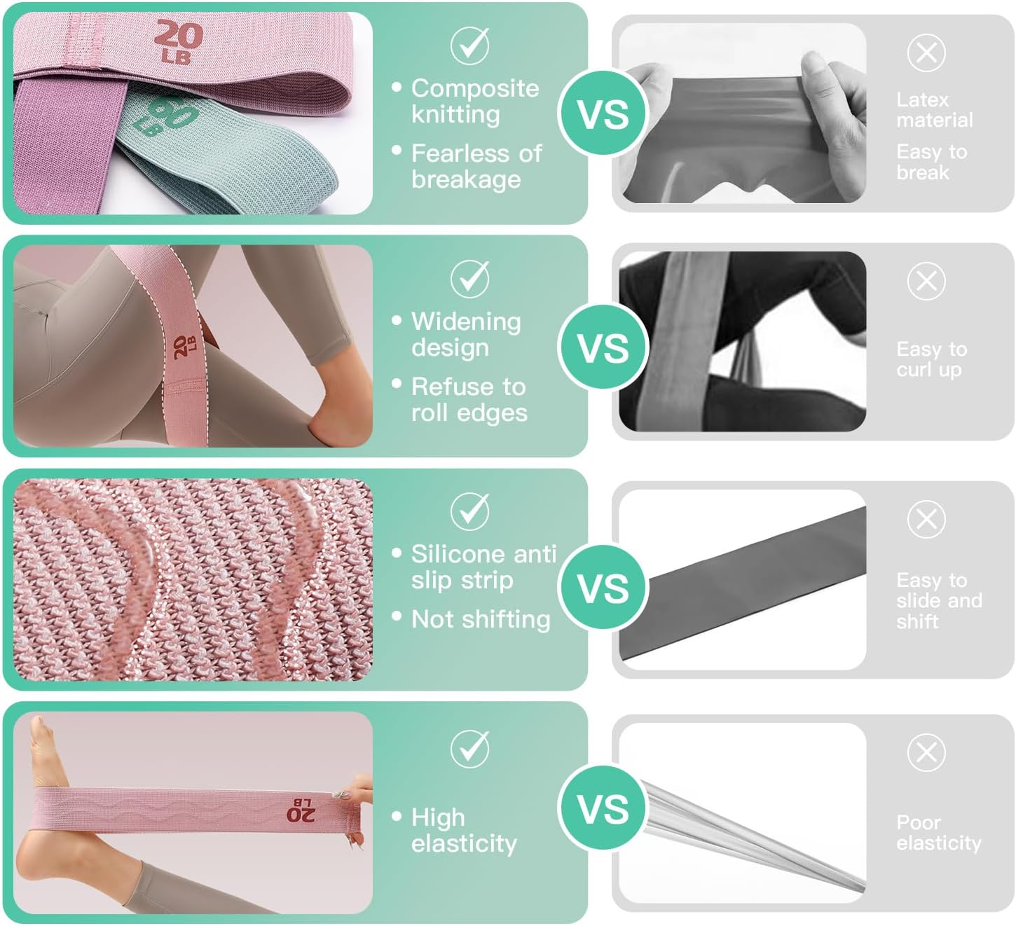 Adjustable Resistance Bands Set for Versatile Leg, Butt, Yoga & Fitness Training - Includes 3 Booty Bands