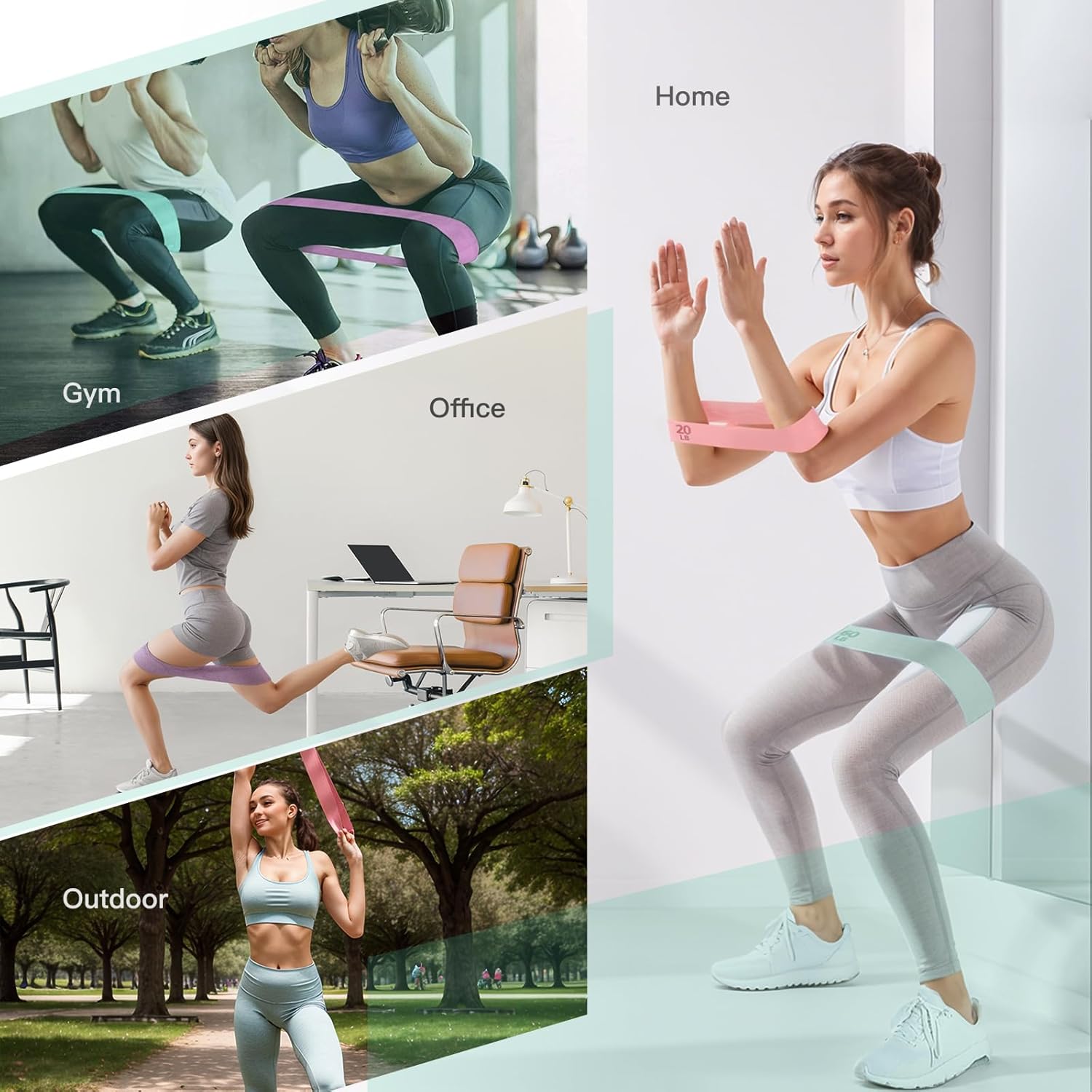 Adjustable Resistance Bands Set for Versatile Leg, Butt, Yoga & Fitness Training - Includes 3 Booty Bands