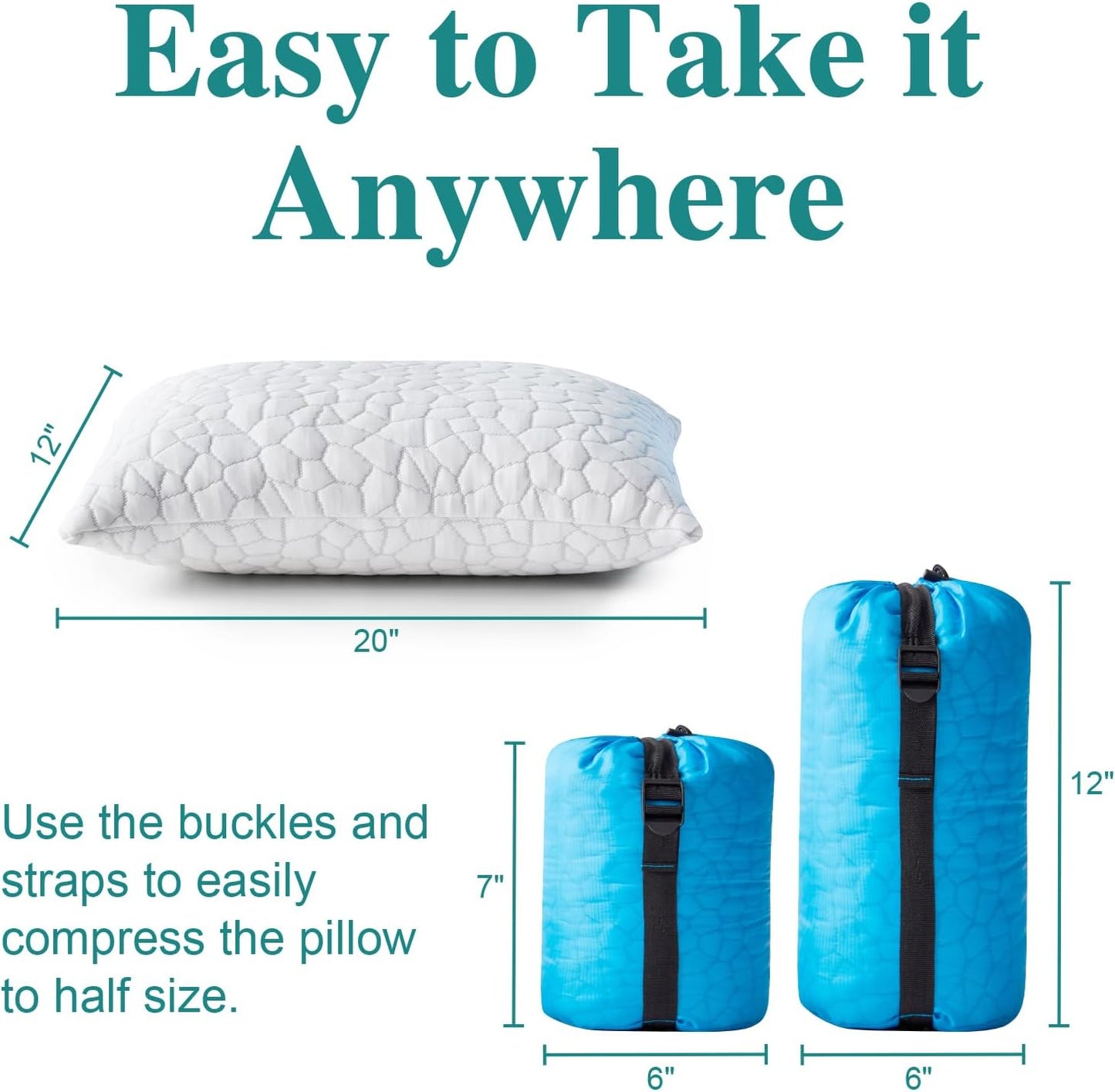 Adjustable Small Cooling Gel Memory Foam Pillow for Contoured Support - Portable Travel Pillow for Camping, Backpacking, Car, Airplane, Office Nap - Furlupy