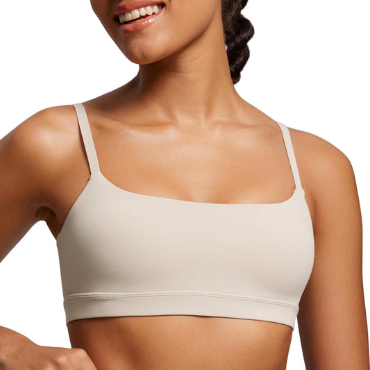 Adjustable Spaghetti Strap Sports Bra for Women - Wireless Padded Crop Top for Yoga Workout