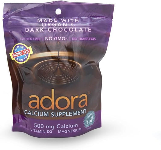 Adora Dark Chocolate Calcium Supplements, 90 Count (Value Pack of 3)