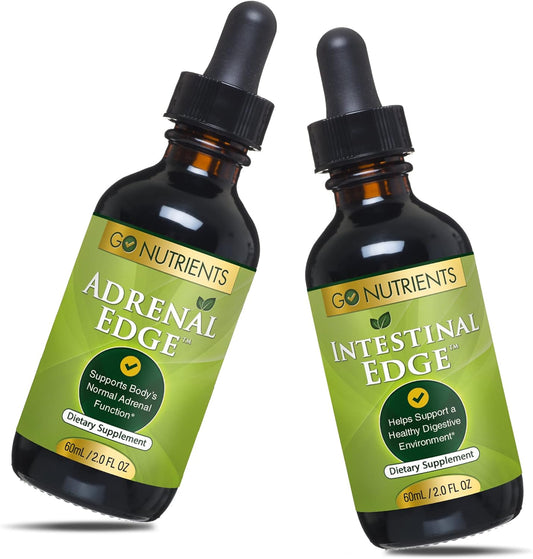 Adrenal Edge & Intestinal Edge Liquid Drops - Digestive & Energy Supplement with 9 Powerhouse Herbs - Non-GMO & Gluten Free