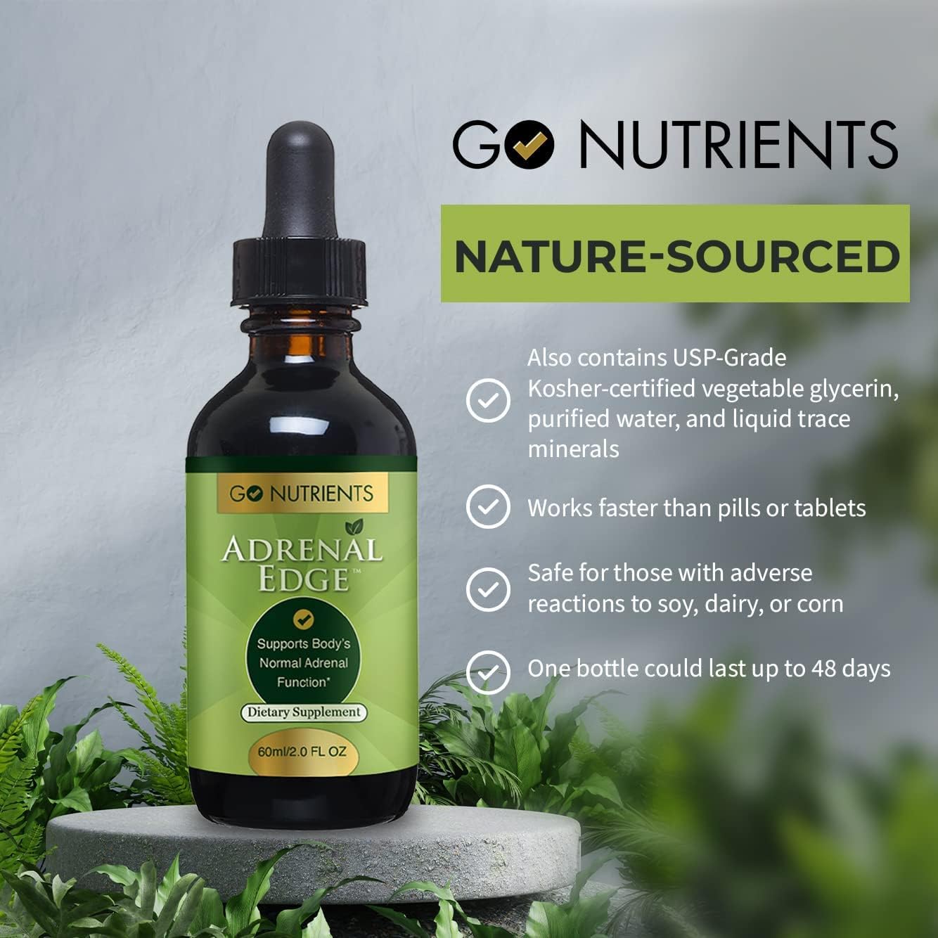 Adrenal Edge & Intestinal Edge Liquid Drops - Digestive & Energy Supplement with 9 Powerhouse Herbs - Non-GMO & Gluten Free