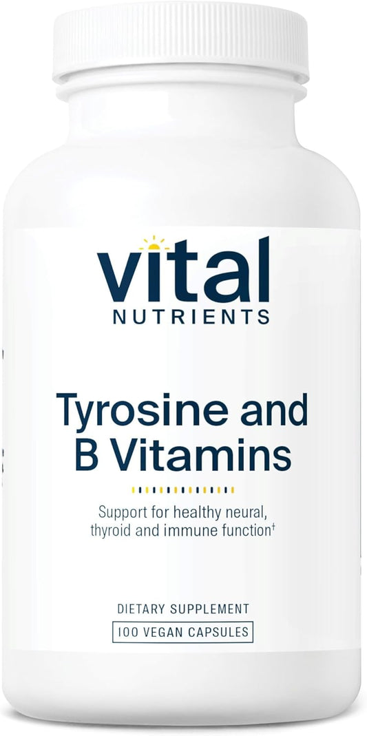 Adrenal Support Complex with Tyrosine, B Vitamins, and Vital Nutrients | Gluten, Dairy, Soy Free | Non-GMO | 100 Capsules