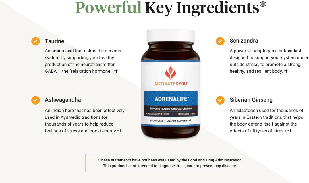 AdrenaLife Stress Relief Supplement with Magnesium, Vitamin B12, & Rhodiola Rosea Extract - 90 Capsules