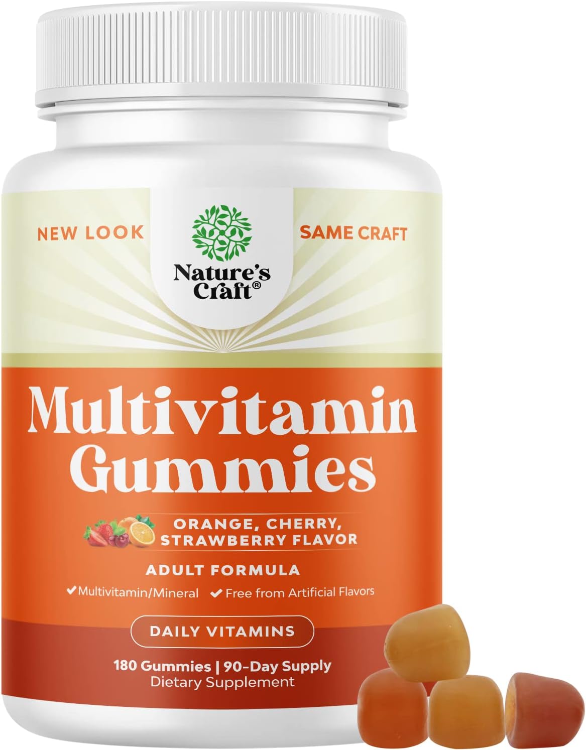 Adult Daily Multivitamin Gummies with Vitamin D, C, E, B12, Zinc, and Biotin for Energy & Immune Health - Non-GMO, Gluten Free, Halal - 180 Gummies