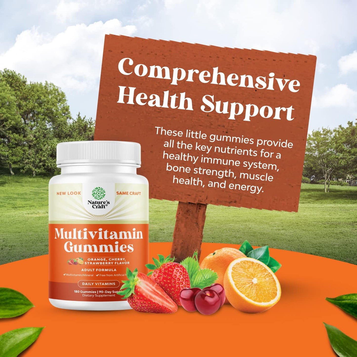 Adult Daily Multivitamin Gummies with Vitamin D, C, E, B12, Zinc, and Biotin for Energy & Immune Health - Non-GMO, Gluten Free, Halal - 180 Gummies