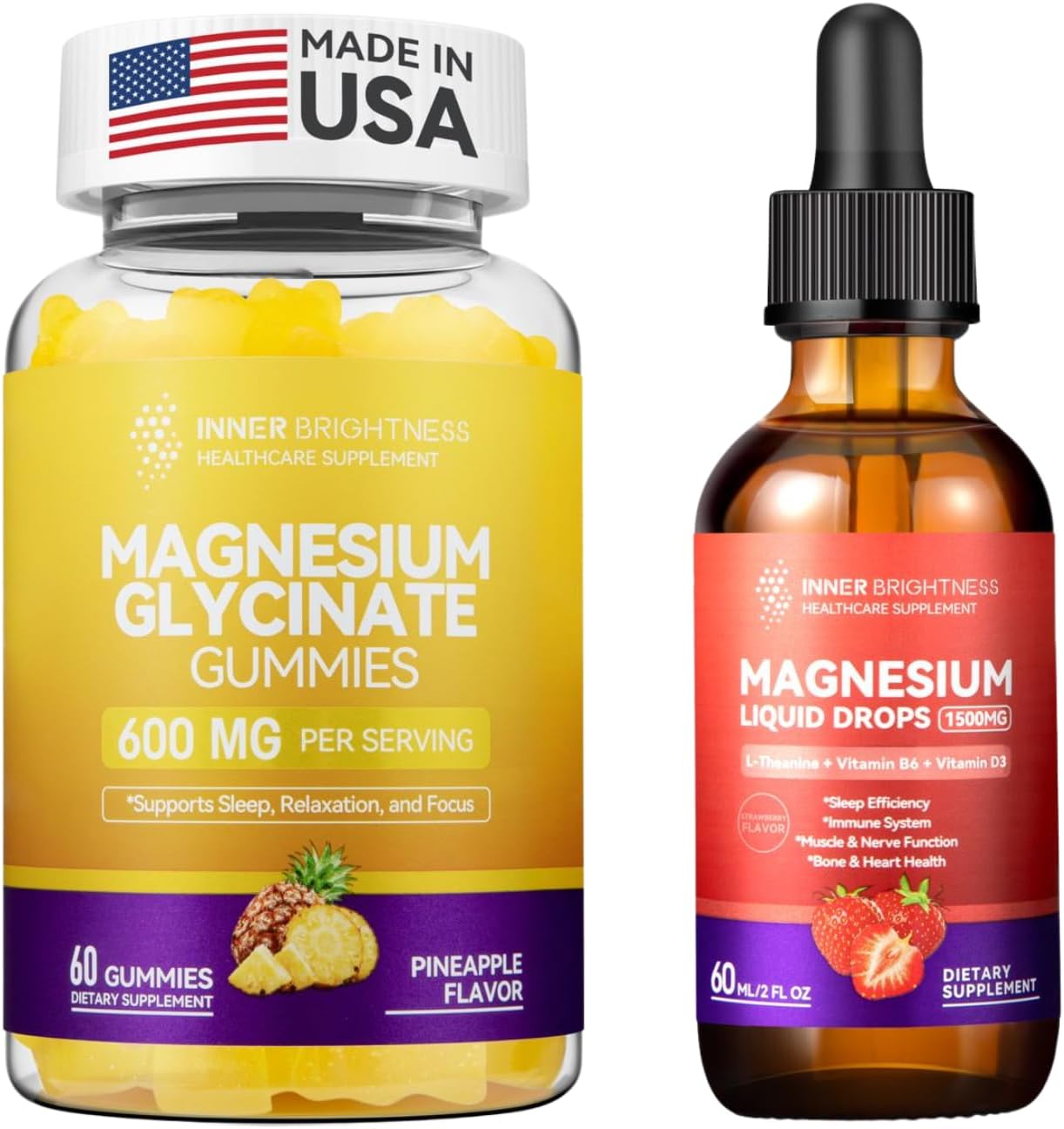 Adult Magnesium Gummies for Sleep, Relaxation, and Focus - Pineapple & Strawberry Flavors with Magnesium Citrate & Taurate