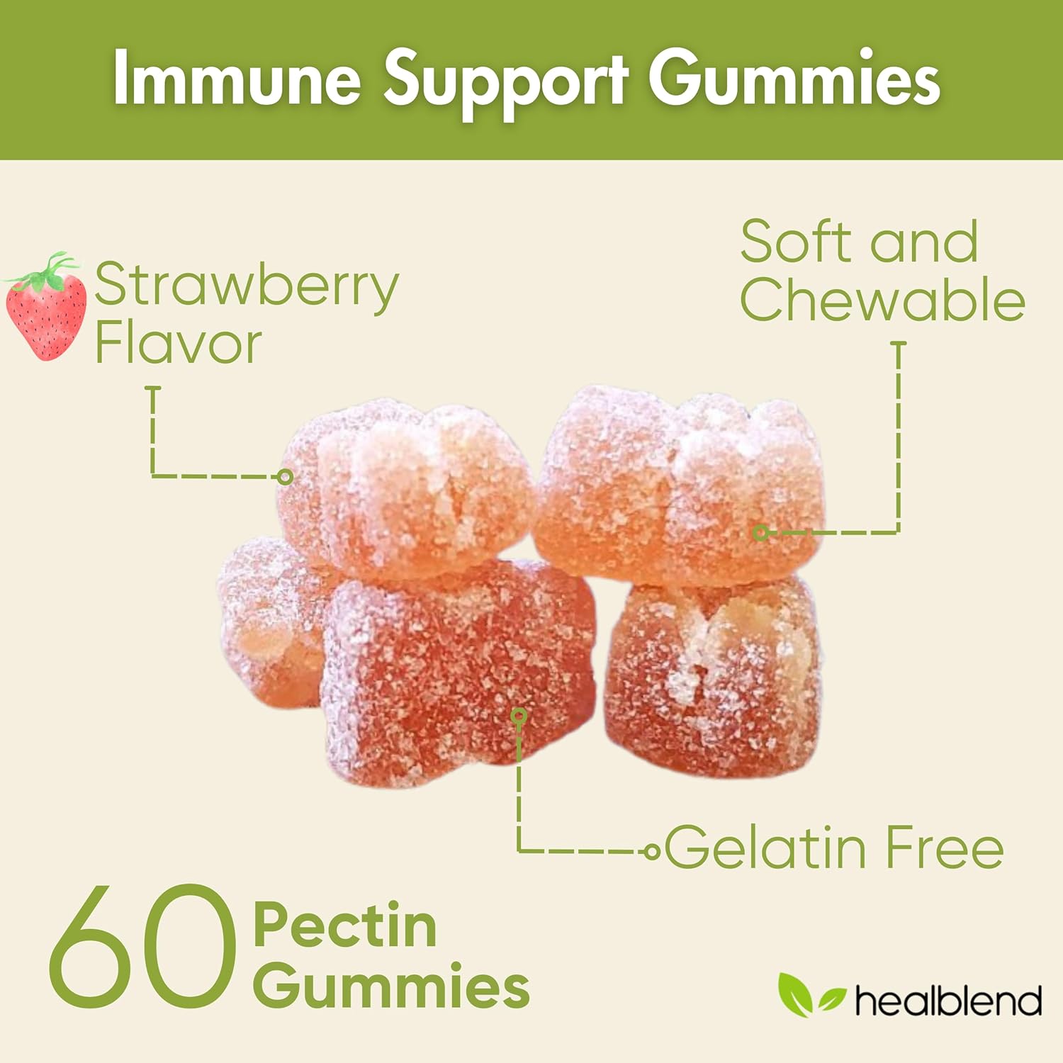 Adult Multivitamin Bear Gummies | Vitamin C, D3, B6, B12, Iron, Zinc | Healblend Power-Packed Formula