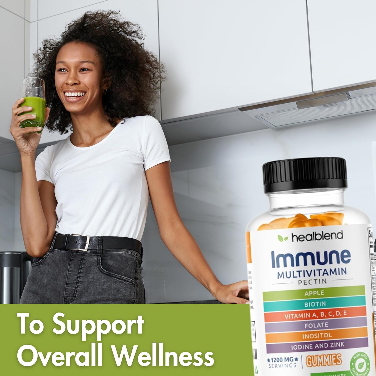 Adult Multivitamin Bear Gummies | Vitamin C, D3, B6, B12, Iron, Zinc | Healblend Power-Packed Formula
