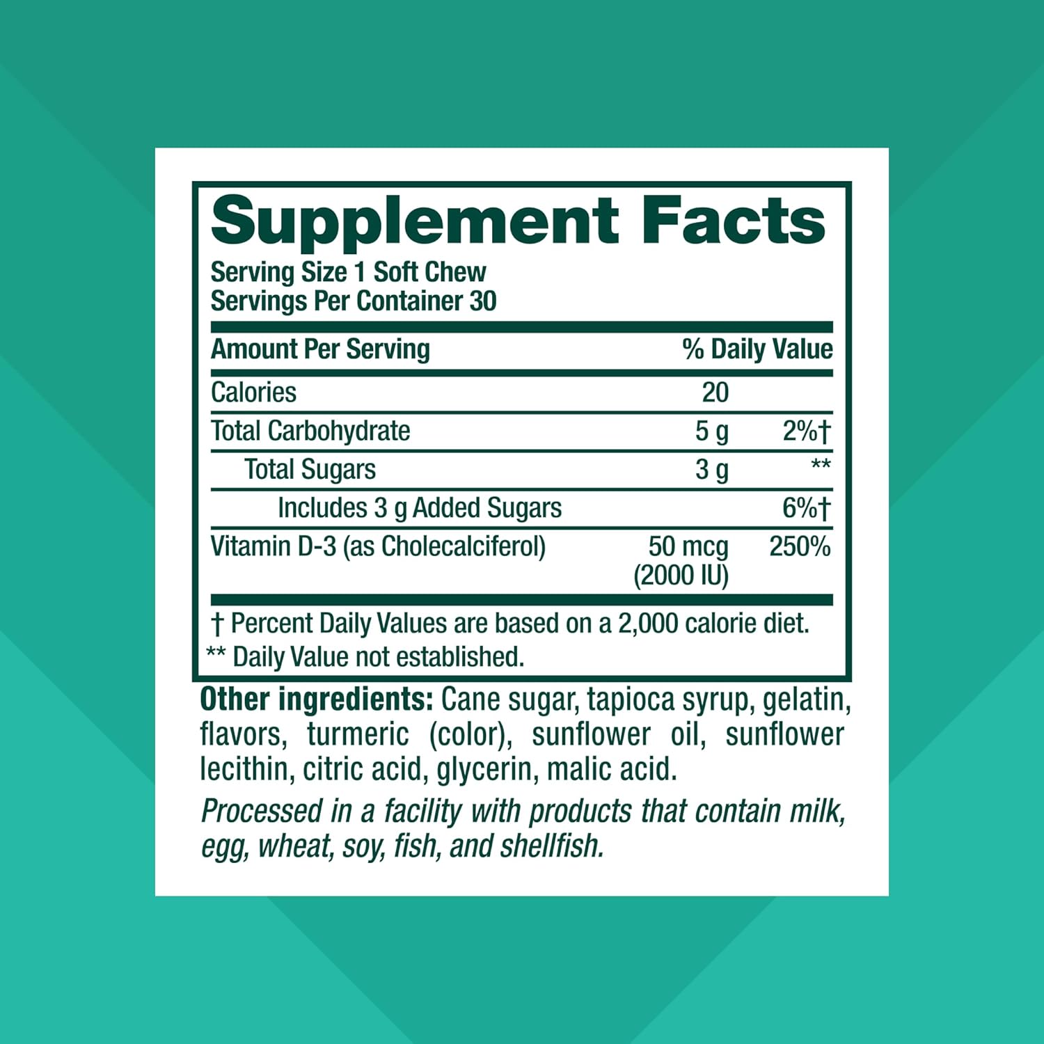 Adult Vitamin D Soft Chews for Bone & Muscle Support, Tropical Fusion Flavor, 30 Individually Wrapped Chews