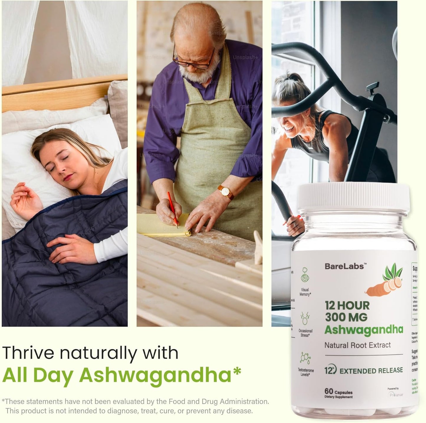 Advanced 12 Hour Time Release Ashwagandha - Natural Root Extract - Sleep, Energy, Stress Support - Men and Women - 30 Day Supply
