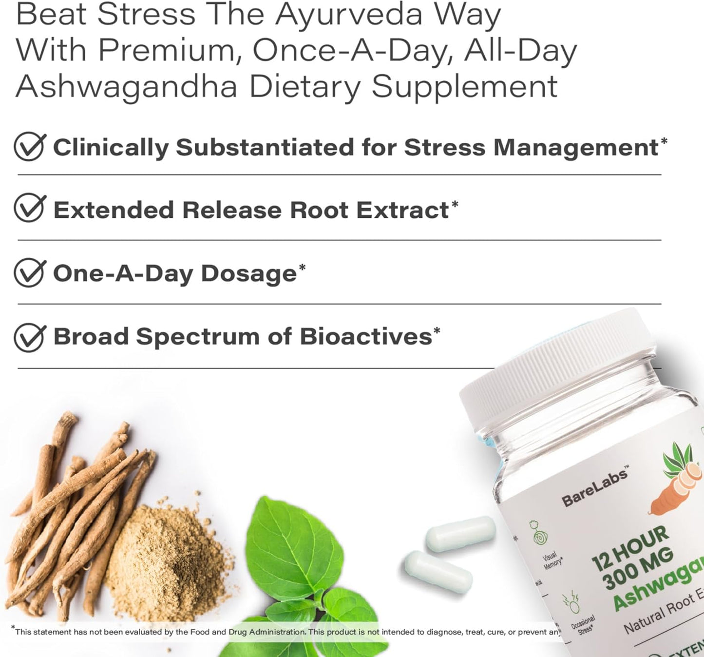 Advanced 12 Hour Time Release Ashwagandha - Natural Root Extract - Sleep, Energy, Stress Support - Men and Women - 30 Day Supply