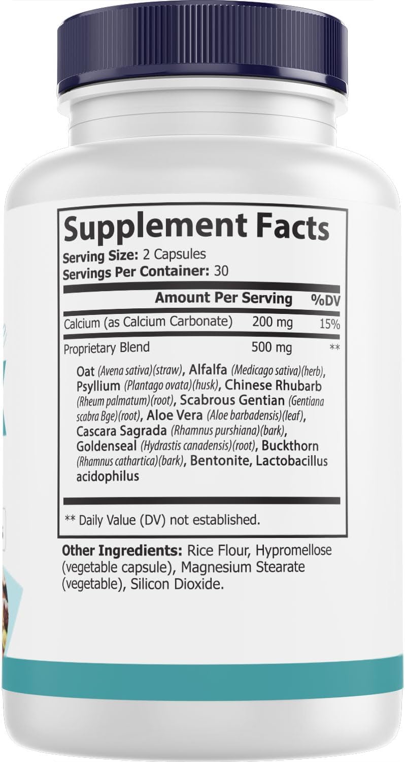 Advanced 15 Day Cleanse with Double Gut & Colon Support for Women & Men - Non-GMO Detox Supplement with Alfalfa, Cascara Sagrada, Probiotics & Psyllium Husk - 60 Capsules - Made in USA