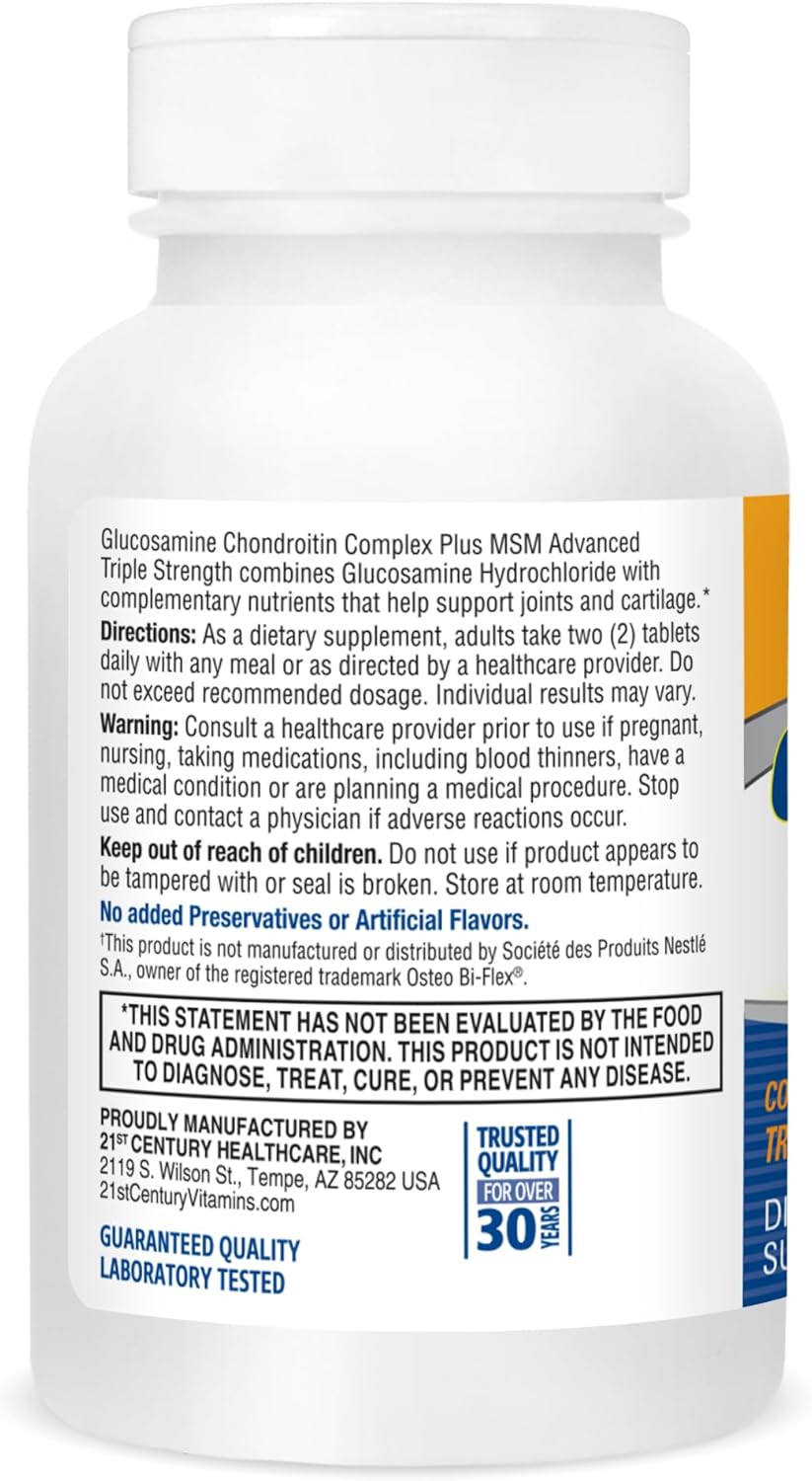 Advanced 3X Glucosamine and Chondroitin Tablets for Joint Health, 80 Count