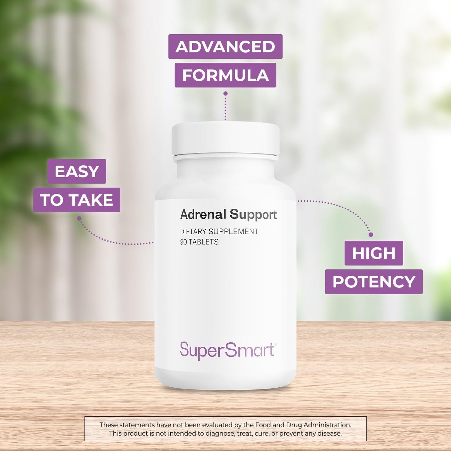 Advanced Adrenal Support Supplement with Rhodiola Rosea, Holy Basil Tulsi, Magnesium | Non-GMO & Gluten Free - 90 Tablets