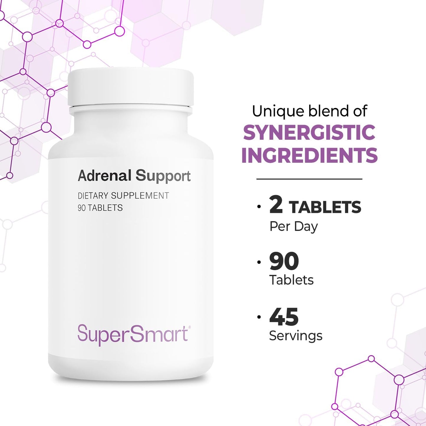 Advanced Adrenal Support Supplement with Rhodiola Rosea, Holy Basil Tulsi, Magnesium | Non-GMO & Gluten Free - 90 Tablets