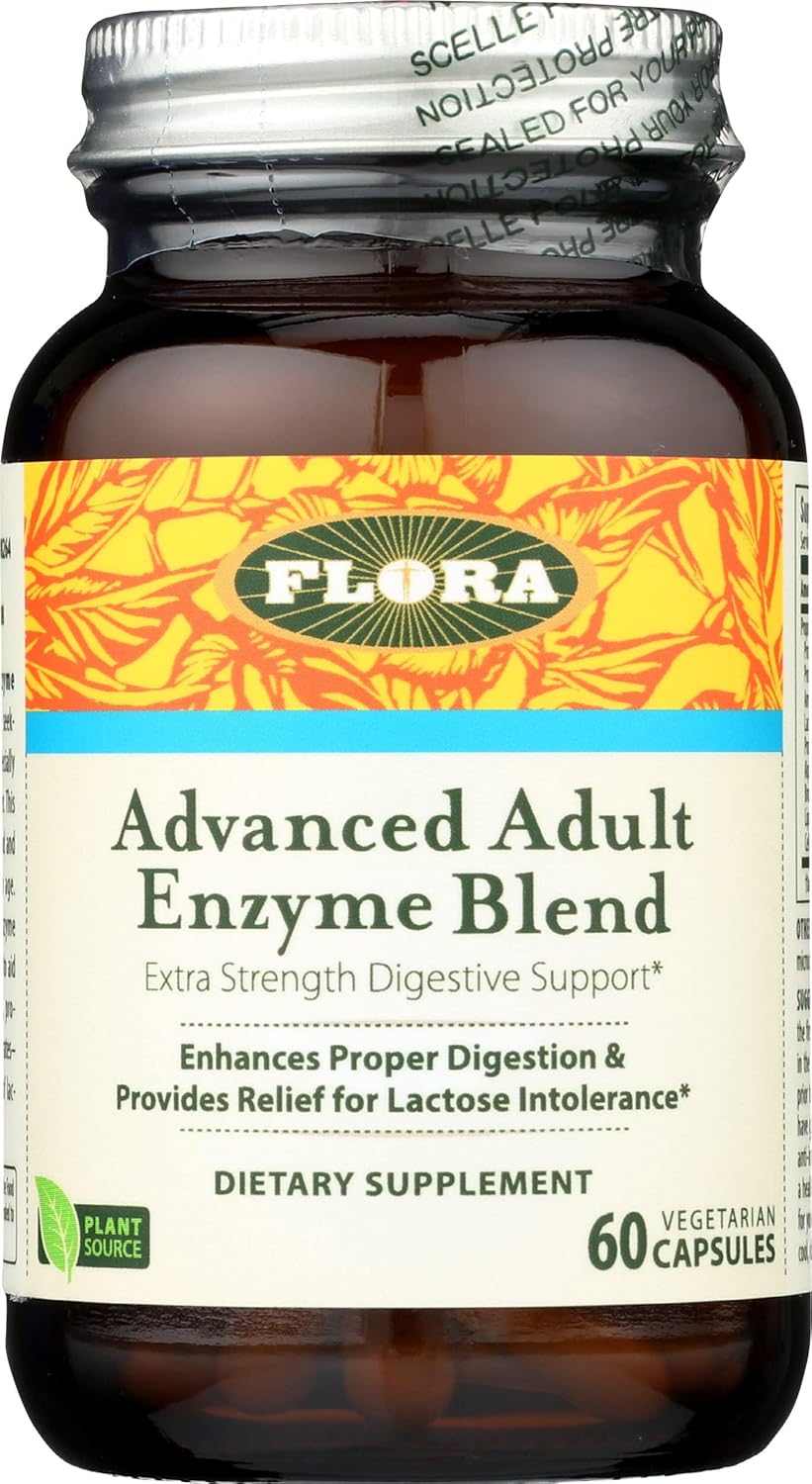 Advanced Adult Enzyme Blend with Lactase for Digestion & Lactose Intolerance Relief - 60 Vegetarian Capsules