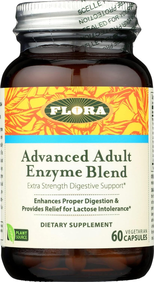 Advanced Adult Enzyme Blend with Lactase for Digestion & Lactose Intolerance Relief - 60 Vegetarian Capsules