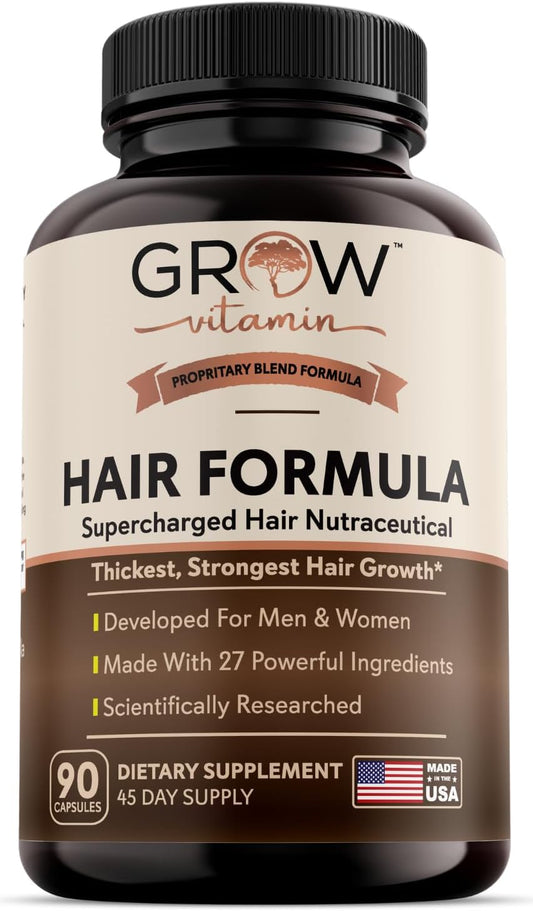 Advanced All in One Hair Formula with Biotin, Saw Palmetto, DHT Blocker & Trace Minerals - Hair, Skin & Nails Supplement - 90 Capsules for Men & Women