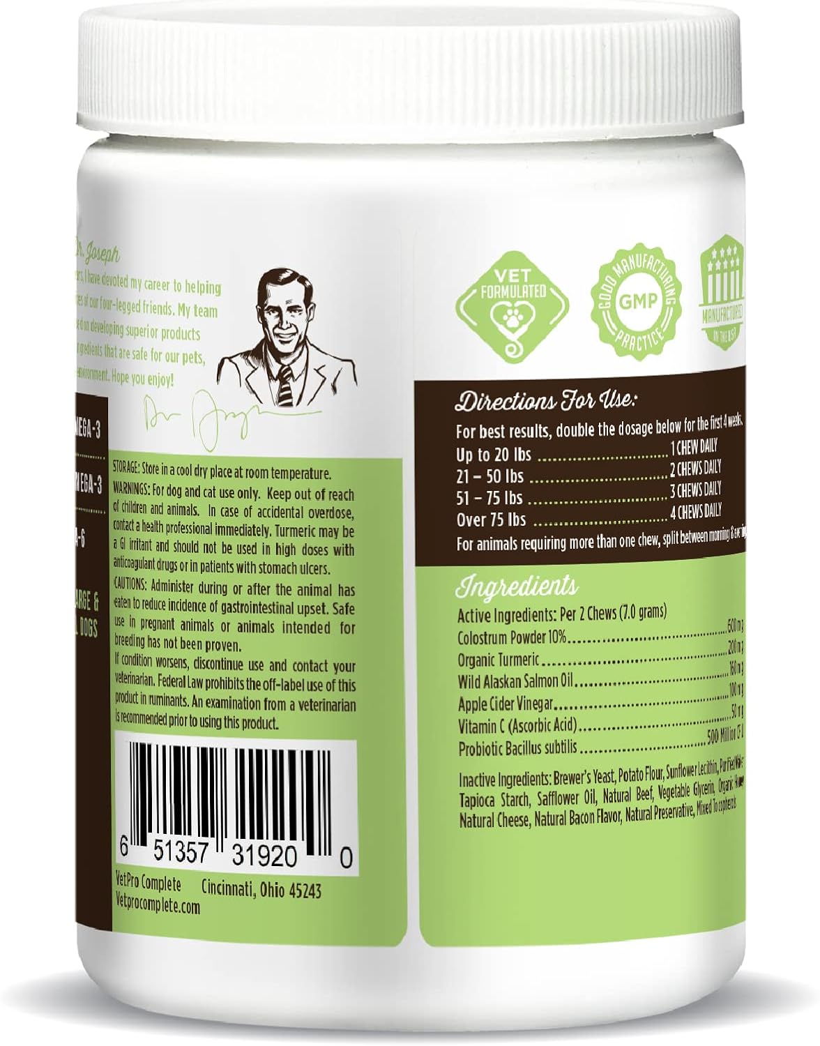 Advanced Allergy and Itch Support for Dogs - Seasonal Allergies, Itchy Skin, Immunity Boost - Salmon Oil, Probiotics, Colostrum - VetPro Formula
