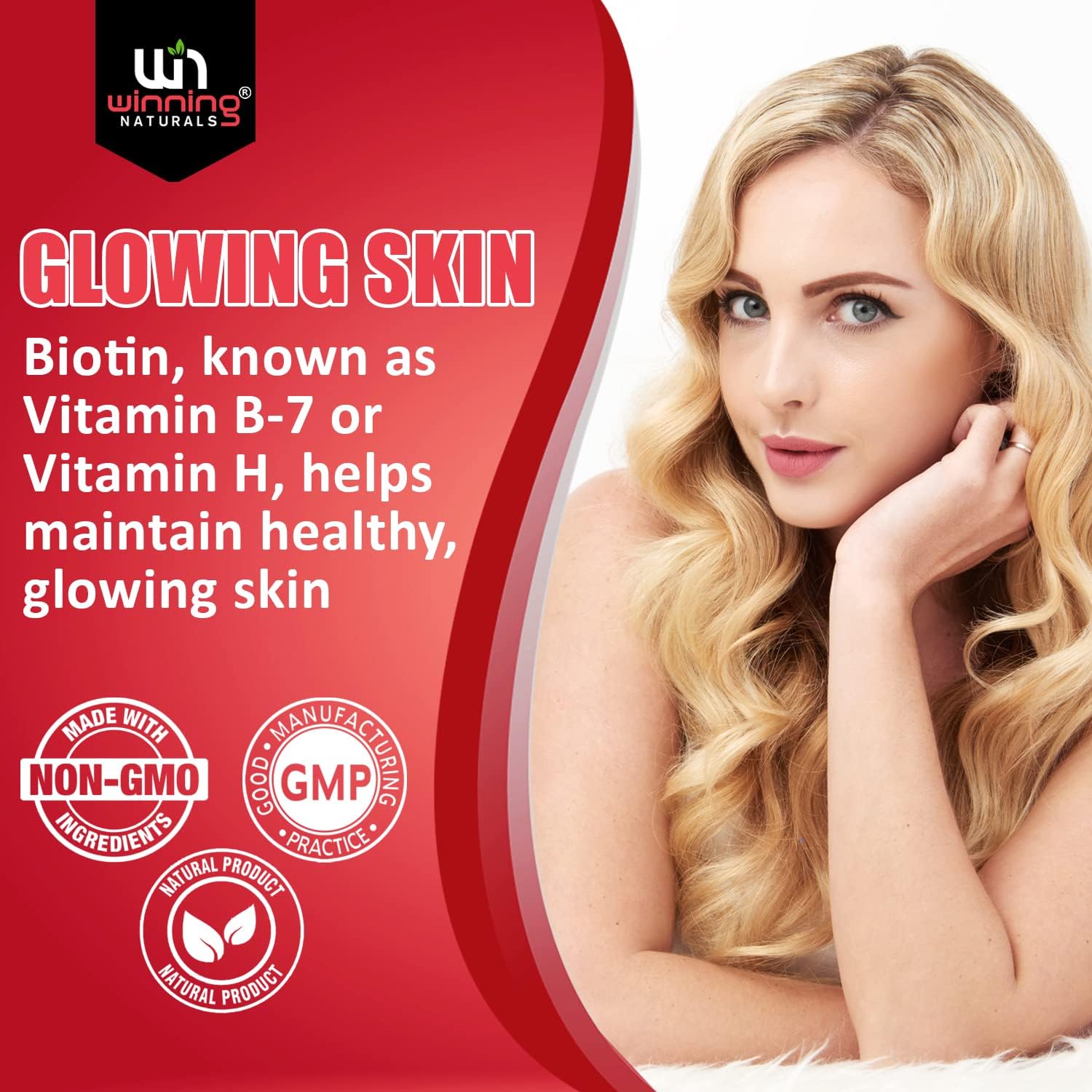 Advanced Biotin Gummies with Natural Strawberry Flavor for Hair, Skin, and Nails Support by WINNING NATURALS