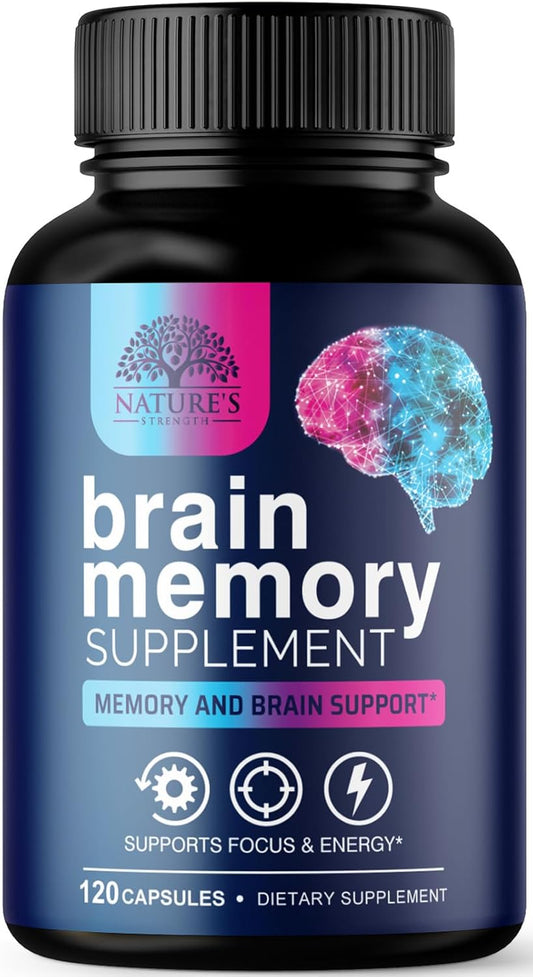 Advanced Brain Health Memory Vitamins with Bacopa & More - Cognitive Formula for Focus, Energy, and Clarity - 120 Capsules