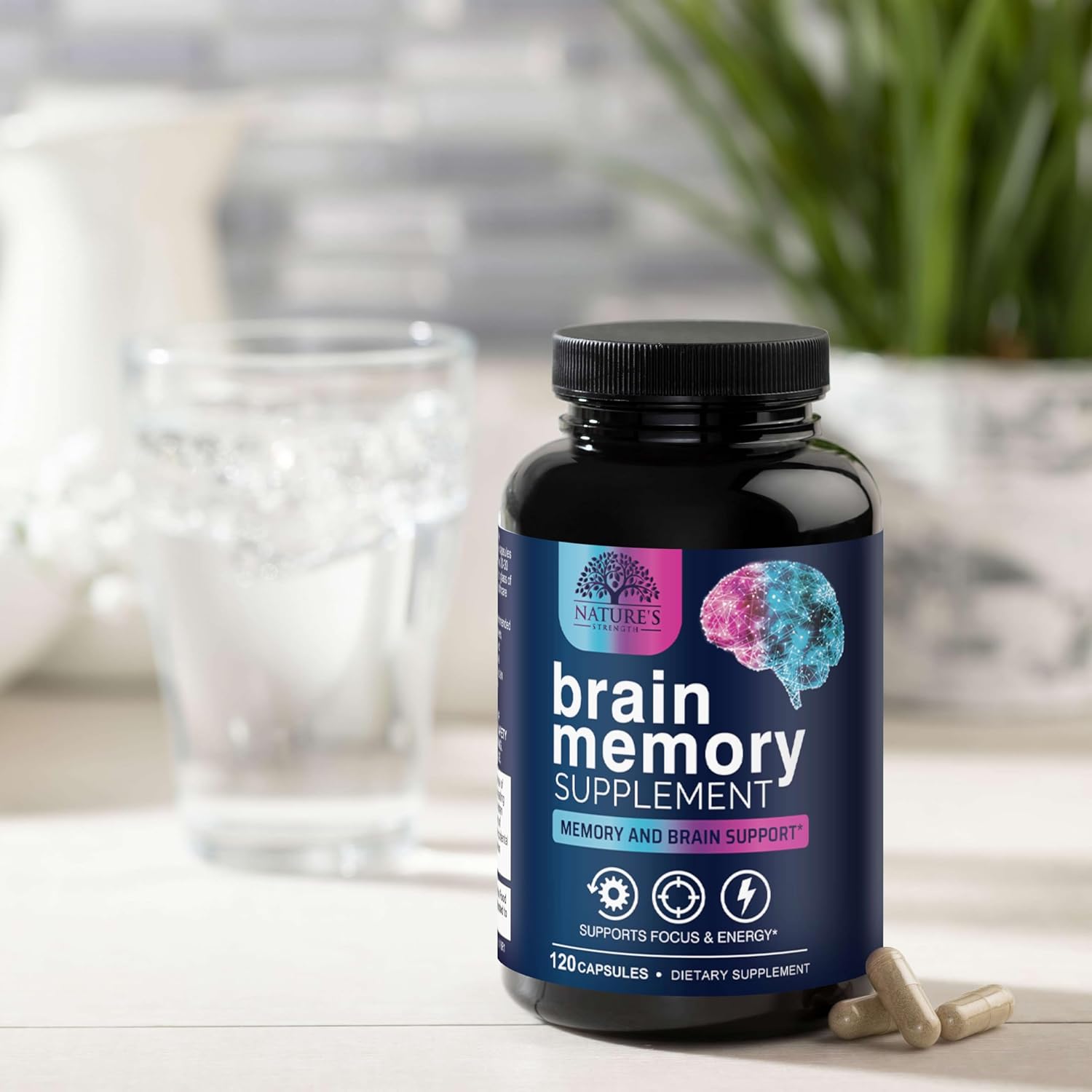 Advanced Brain Health Memory Vitamins with Bacopa & More - Cognitive Formula for Focus, Energy, and Clarity - 120 Capsules