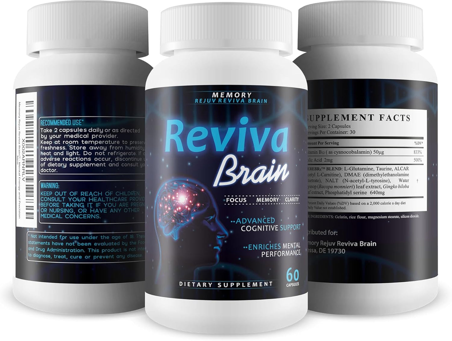 Advanced Cognitive Support Supplement for Focus, Memory, and Clarity - Nootropic Brain Pills for Mental Energy and Precision - Memory Rejuv Brain Reviva