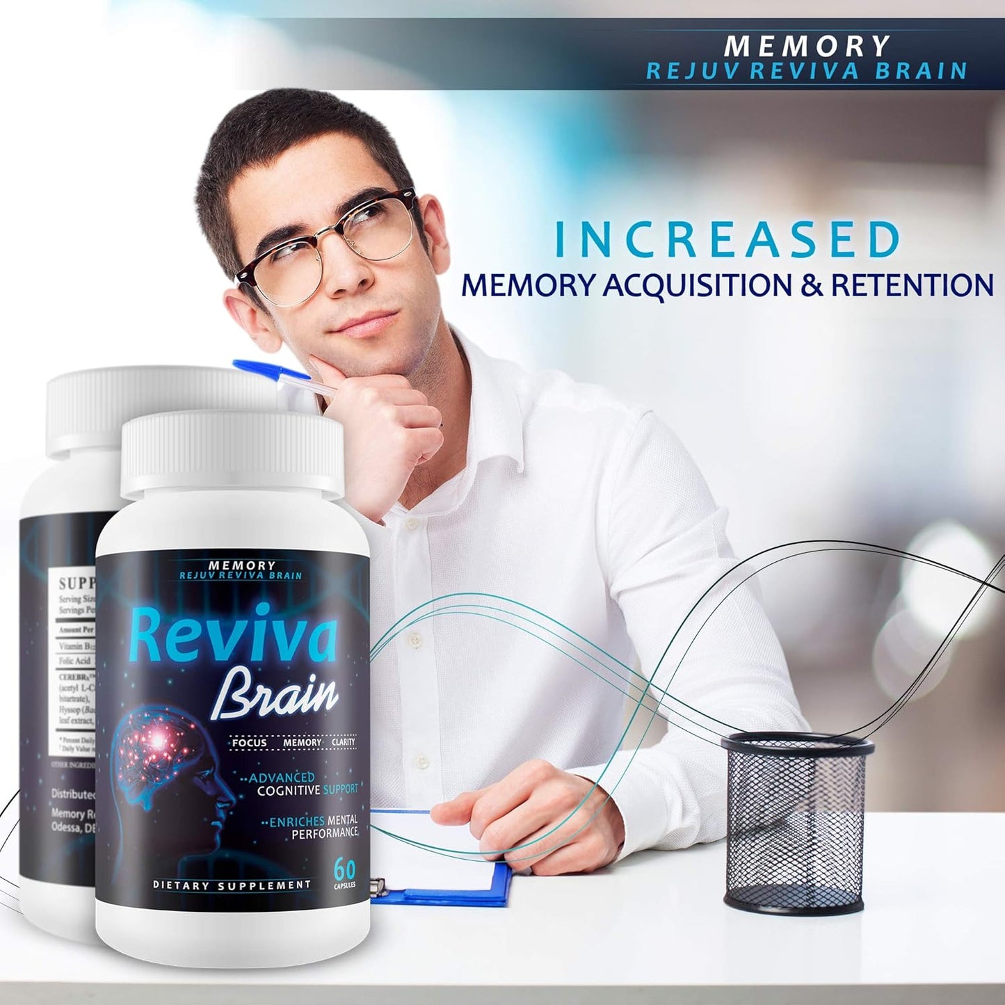Advanced Cognitive Support Supplement for Focus, Memory, and Clarity - Nootropic Brain Pills for Mental Energy and Precision - Memory Rejuv Brain Reviva