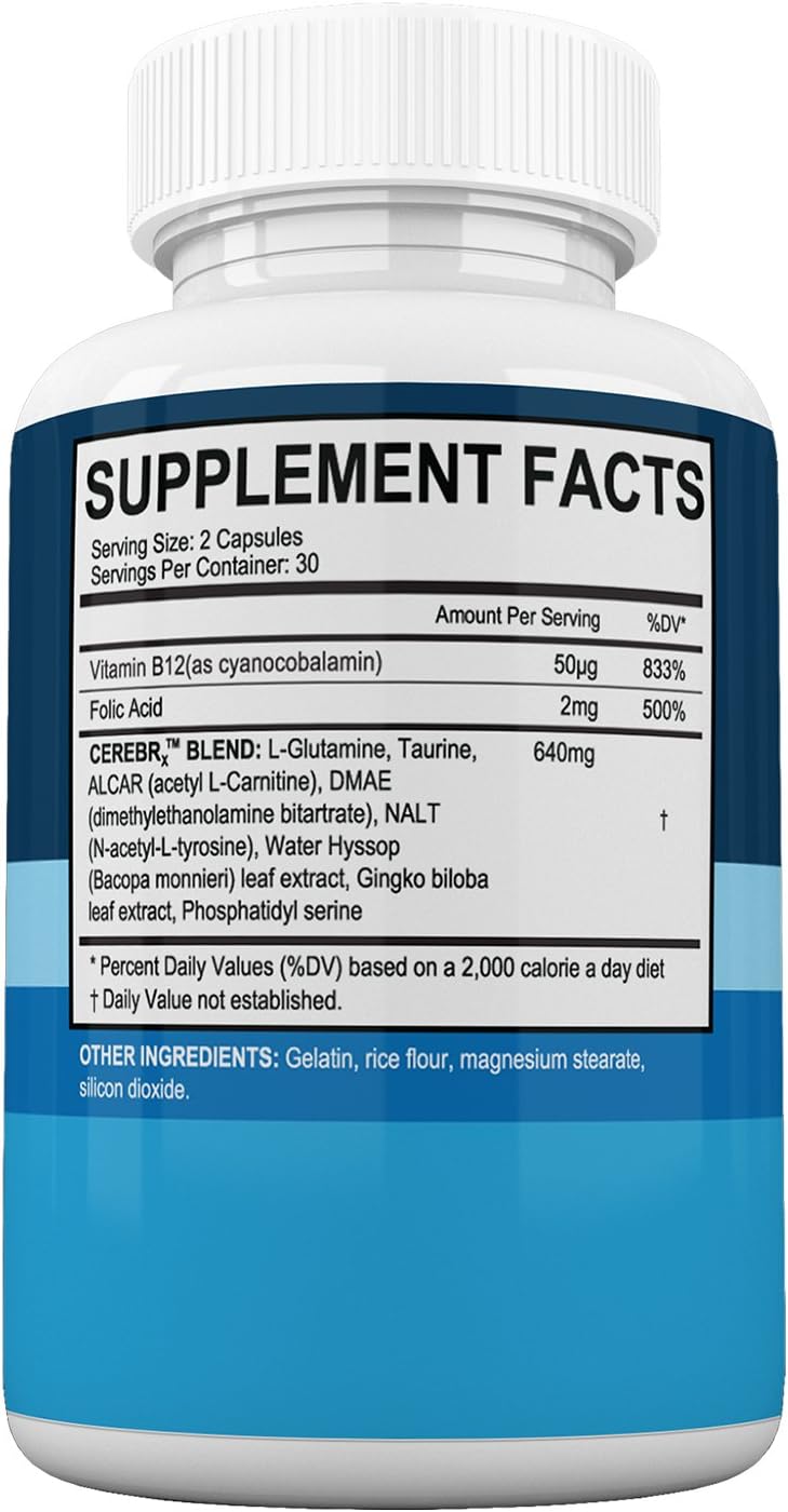 Advanced Cognitive Support Supplement with L-Glutamine & Bacopa Monnieri for Brain Health & Function