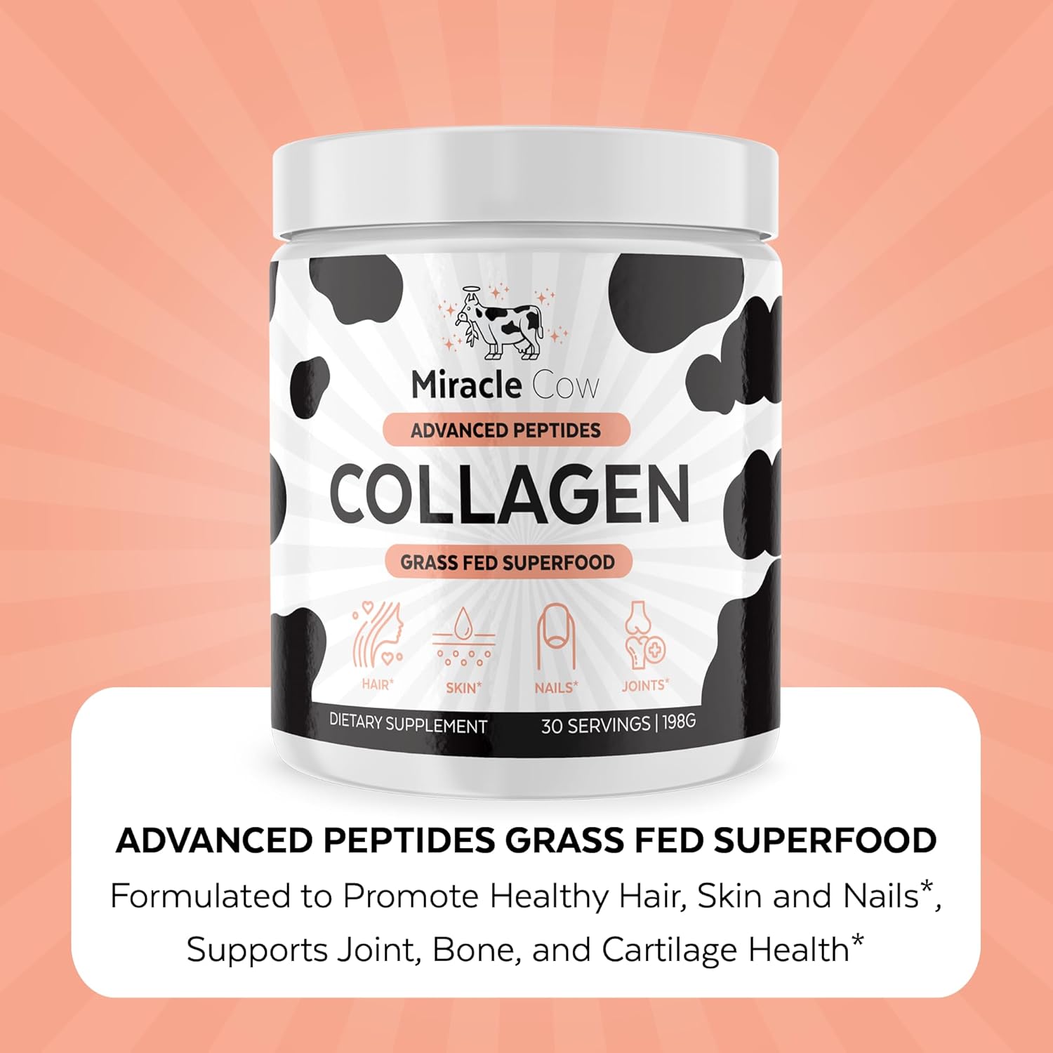 Advanced Collagen Peptides Powder for Hair Skin and Nails Health, Bone and Joint Support - Unflavored Hydrolyzed Collagen Powder for Men and Women - Easy to Dissolve & Absorb - 9 Oz