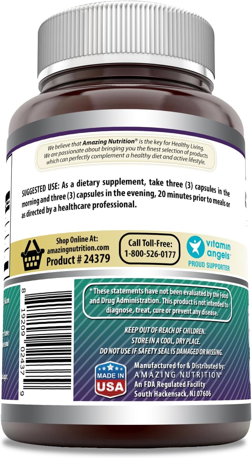 Advanced Collagen Supplement with Vitamin C & Hyaluronic Acid - 180 Capsules, 1600mg - Type I, II & III, Non-GMO, Gluten-Free - Made in USA by Amazing Nutrition