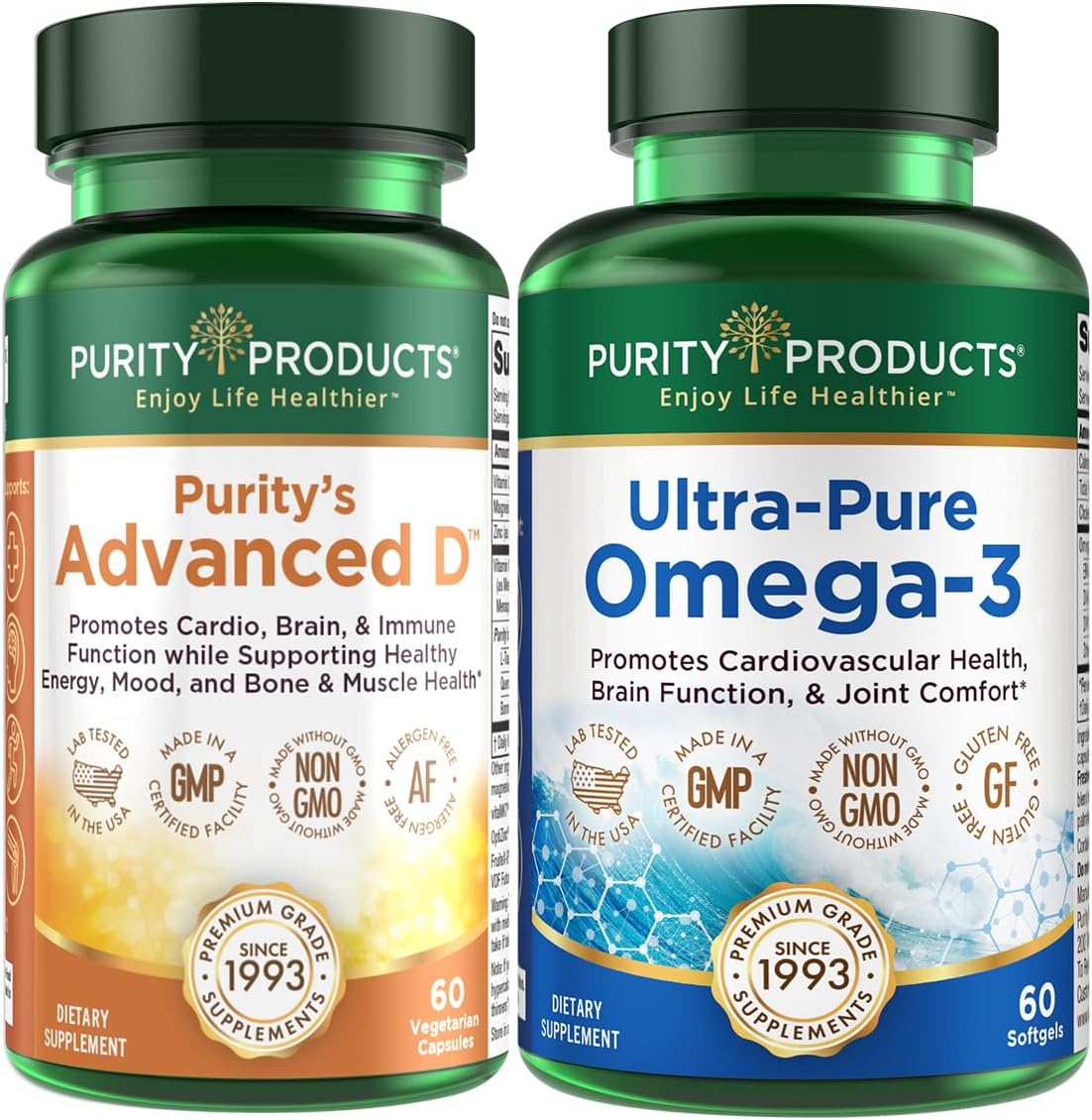 Advanced D + Omega-3 Ultra-Pure Fish Oil Kit with Vitamin D, K2, Zinc, Magnesium, Boron, and Taurine by Purity Products