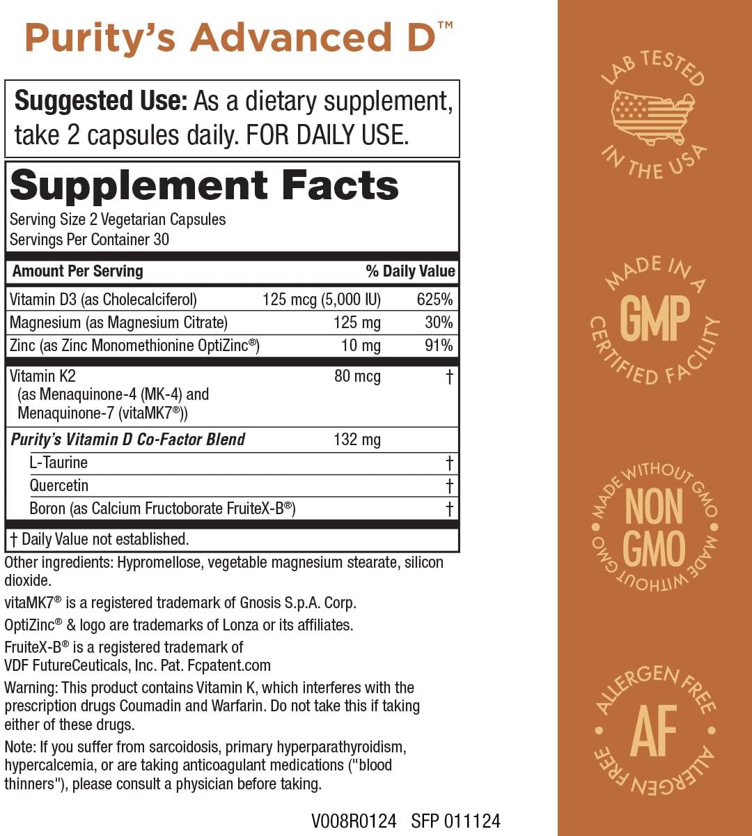 Advanced D + Omega-3 Ultra-Pure Fish Oil Kit with Vitamin D, K2, Zinc, Magnesium, Boron, and Taurine by Purity Products