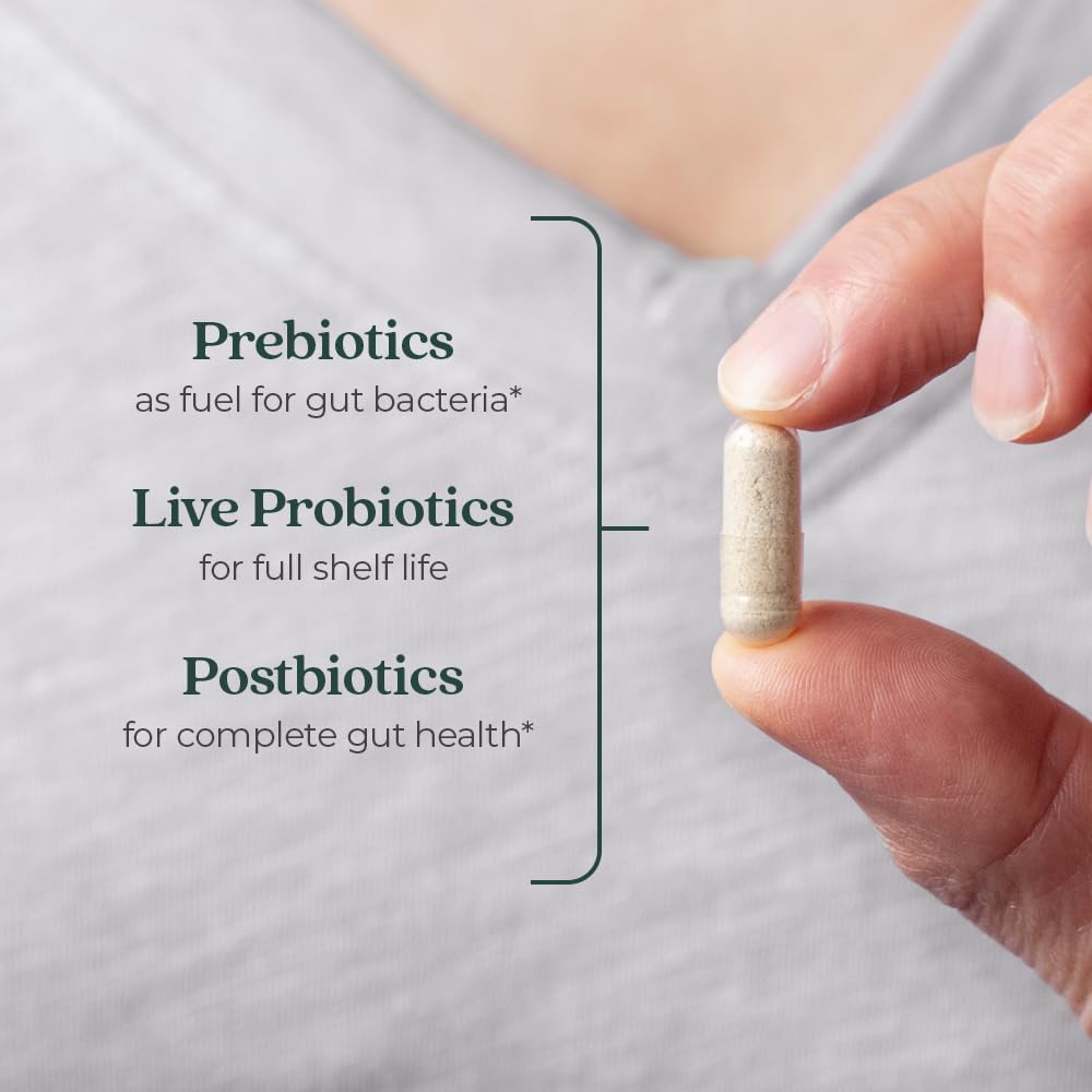 Advanced Digestion & Gut Health Probiotic Supplement - 30 ct (1 Month Supply) with Prebiotics + Postbiotics, Clinically Studied Strains, Vegan & Non-GMO
