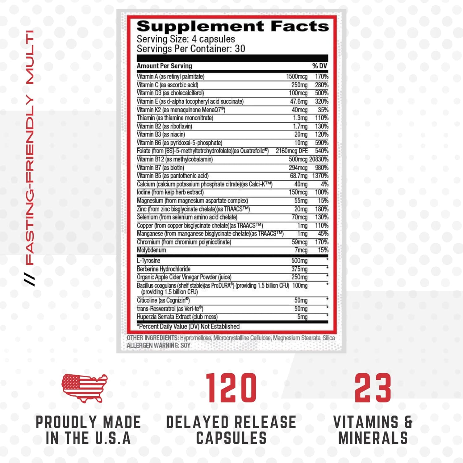 Advanced Fasting & Metabolic Support Multivitamin for Intermittent Fasting & Keto | Purus Labs MultiFast | 30 Servings, 120 Capsules