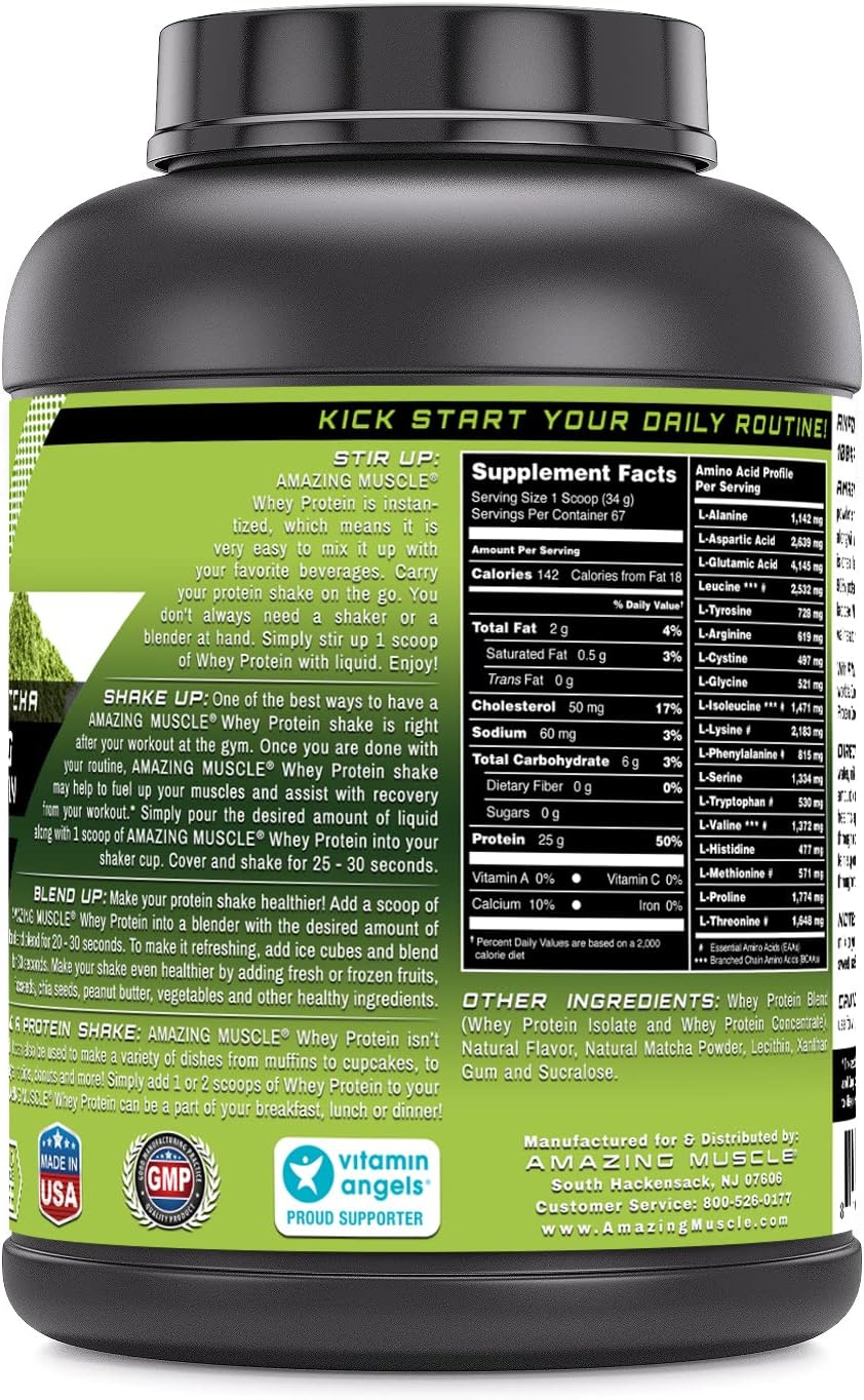 Advanced Formula 100% Whey Protein Powder with Whey Protein Isolate & Ultra Filtered Concentrate - Japanese Matcha Flavor - 5lb