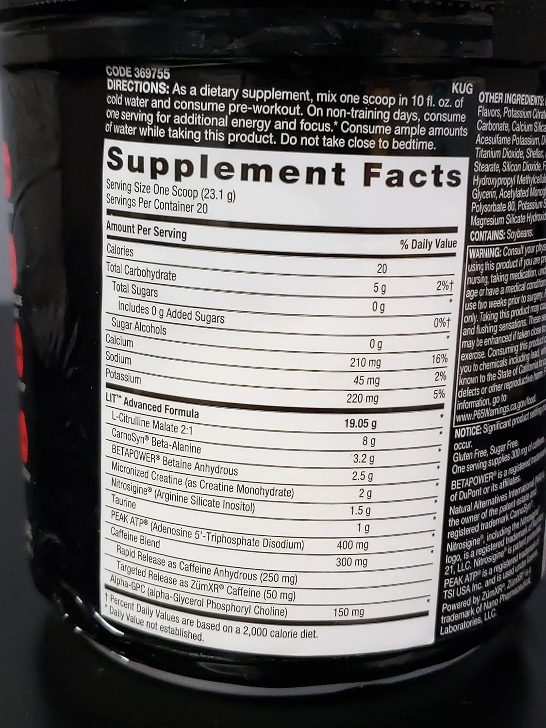 Advanced Formula Pre-Workout Powder with Caffeine, L-Citruline, and Nitrosigine for Enhanced Performance | Beyond Raw Lit AF | Sweet & Tart Flavor | 20 Servings