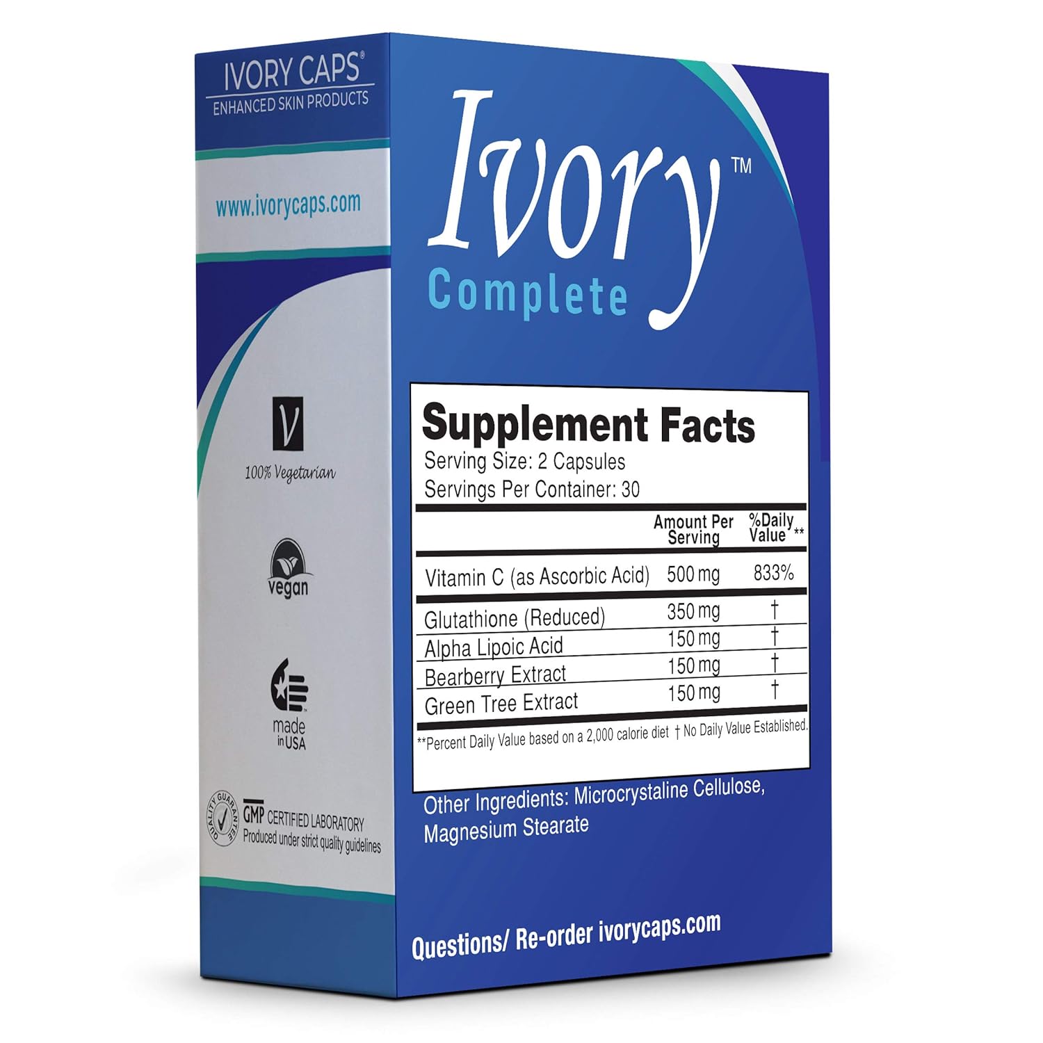 Advanced Glutathione and Vitamin C Supplement with Bearberry and Green Tea Extracts