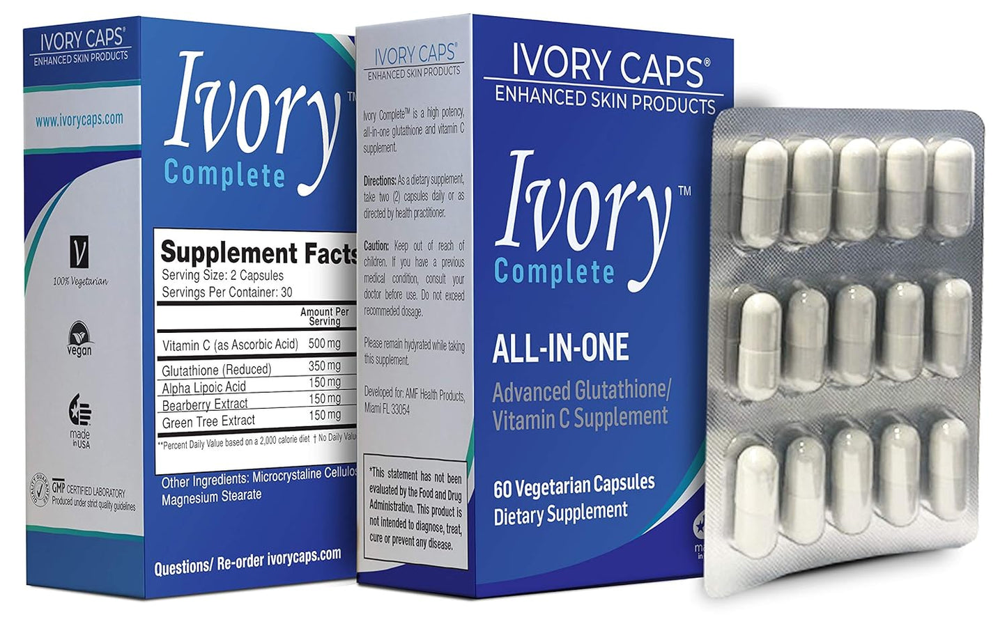 Advanced Glutathione and Vitamin C Supplement with Bearberry and Green Tea Extracts