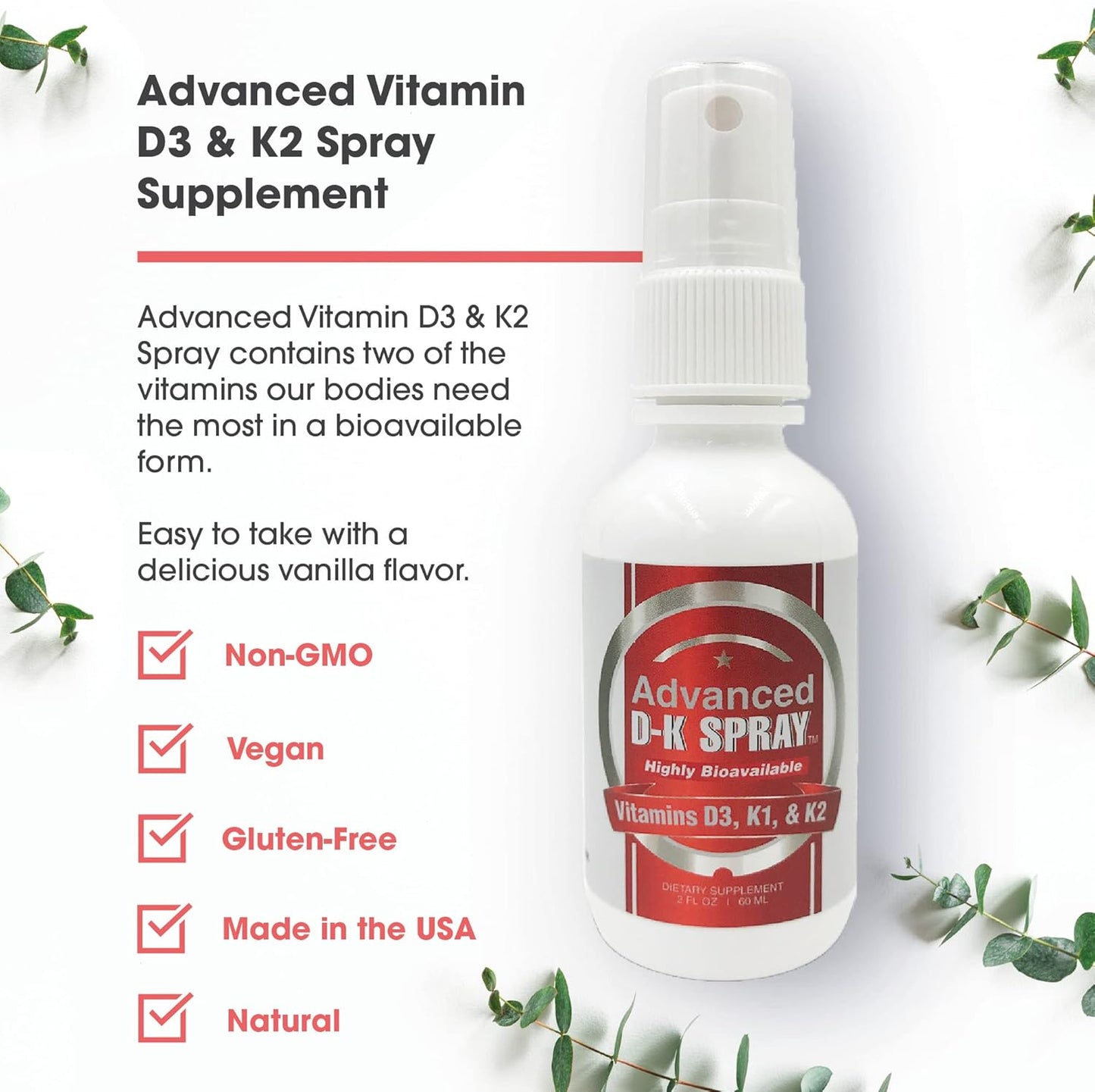Advanced Glutathione + Vitamin D3 K2 Spray | Antioxidant, Free Radical Remover for Bone, Heart, & Mood Support