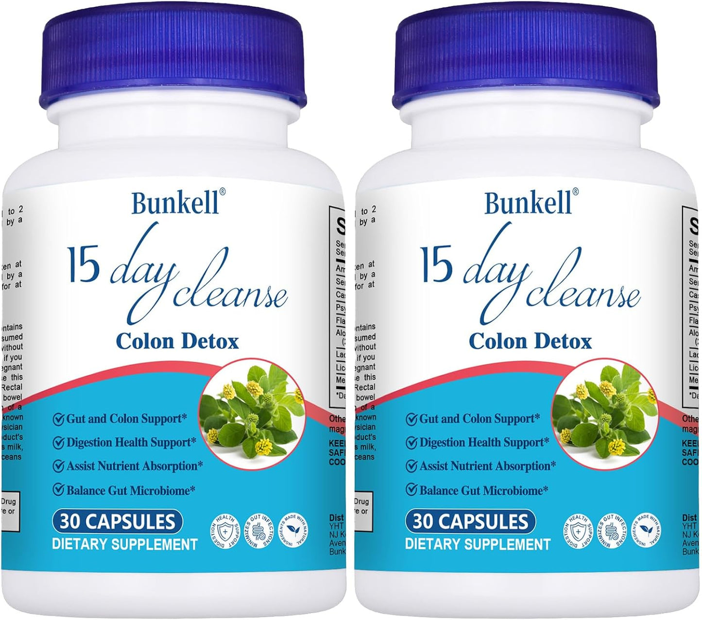 Advanced Gut Cleanse Detox for Women & Men - 15 Day Cleanse with Senna, Cascara Sagrada, Psyllium Husk - Supports Digestive Health - Non-GMO - 2 Bottles of 30 Capsules