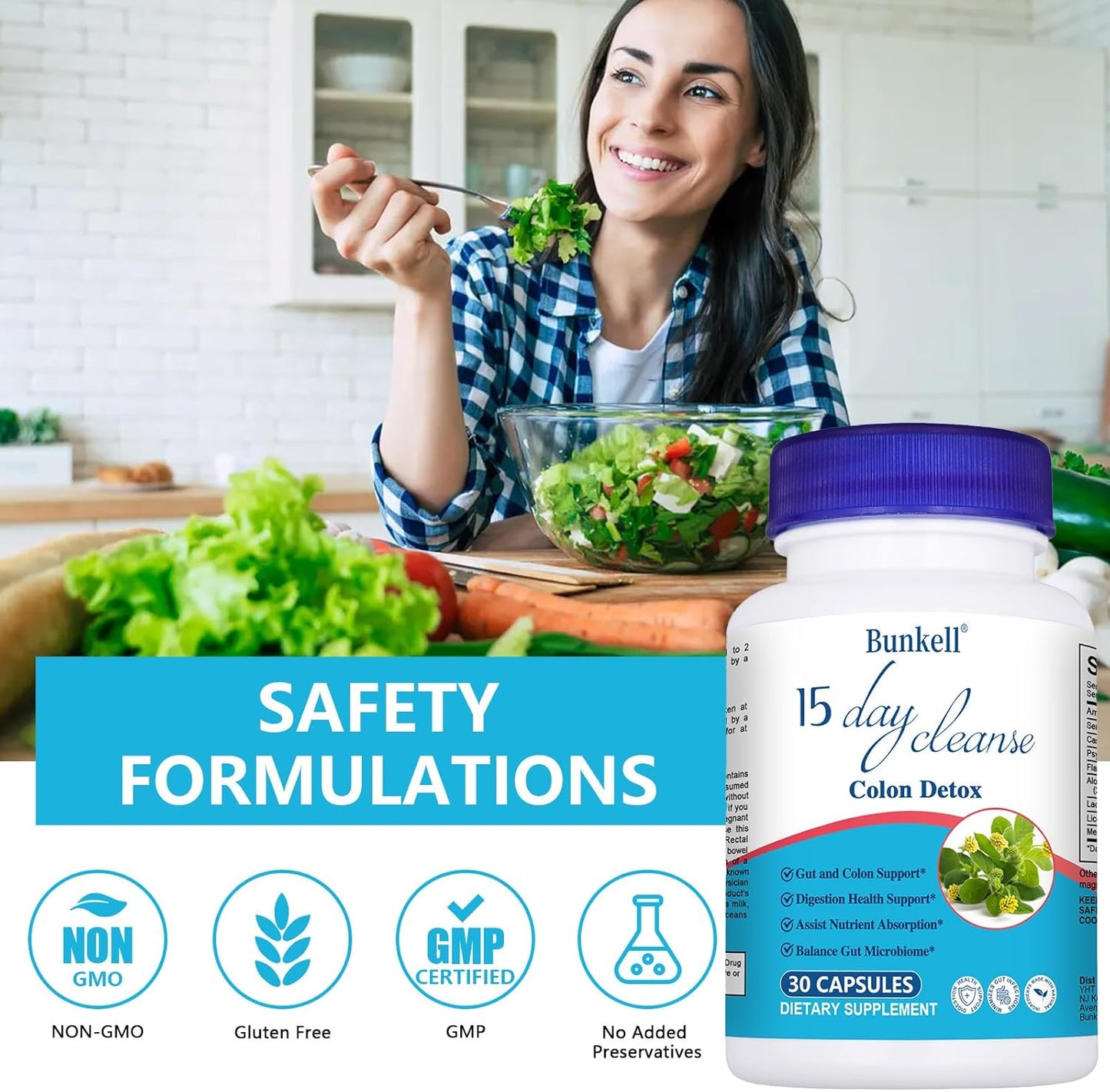 Advanced Gut Cleanse Detox for Women & Men - 15 Day Cleanse with Senna, Cascara Sagrada, Psyllium Husk - Supports Digestive Health - Non-GMO - 2 Bottles of 30 Capsules