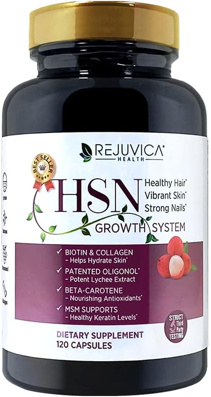 Advanced Hair, Skin, and Nails Vitamins - Supports Healthy Hair, Skin & Nails - Encapsulated Formula with Oligonol, Biotin, Collagen, MSM, Hyaluronic Acid & More
