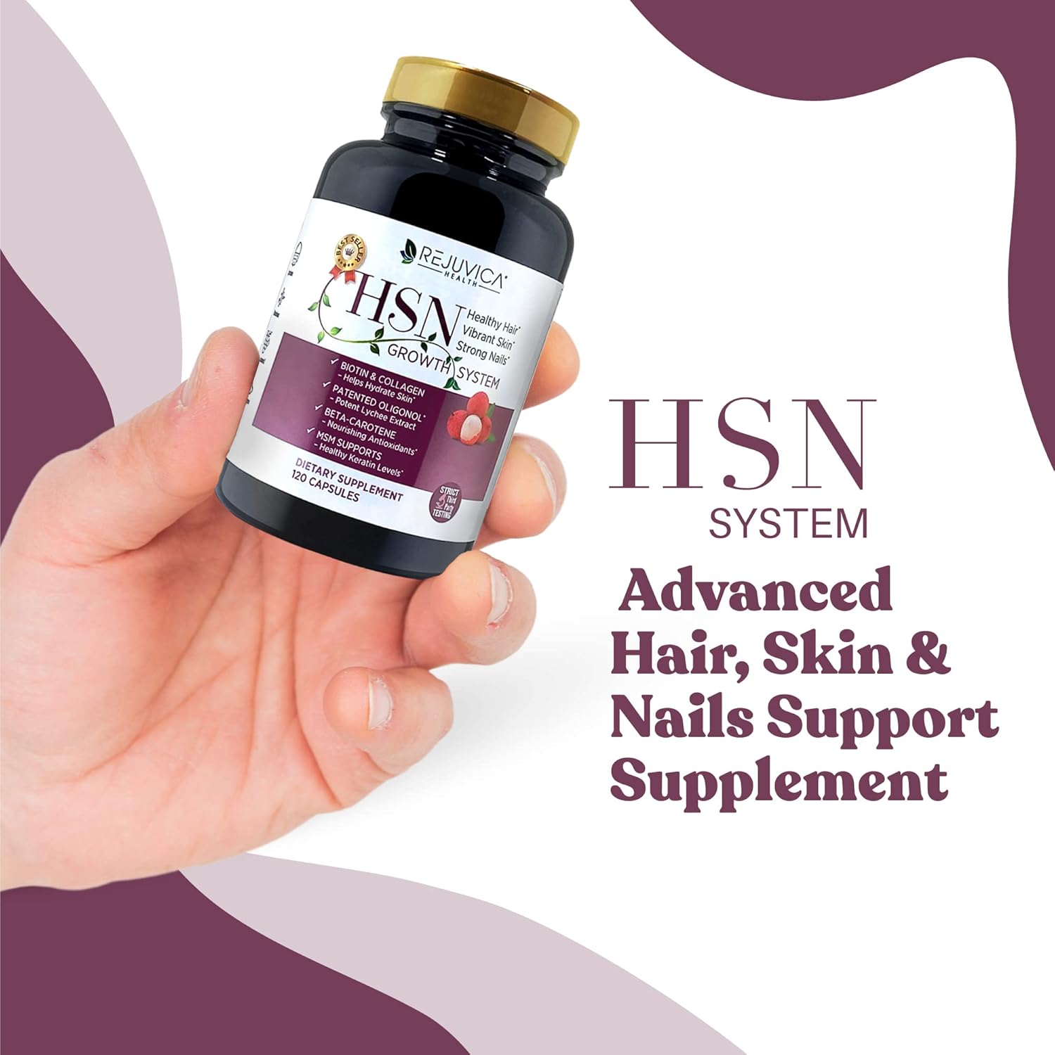 Advanced Hair, Skin, and Nails Vitamins - Supports Healthy Hair, Skin & Nails - Encapsulated Formula with Oligonol, Biotin, Collagen, MSM, Hyaluronic Acid & More